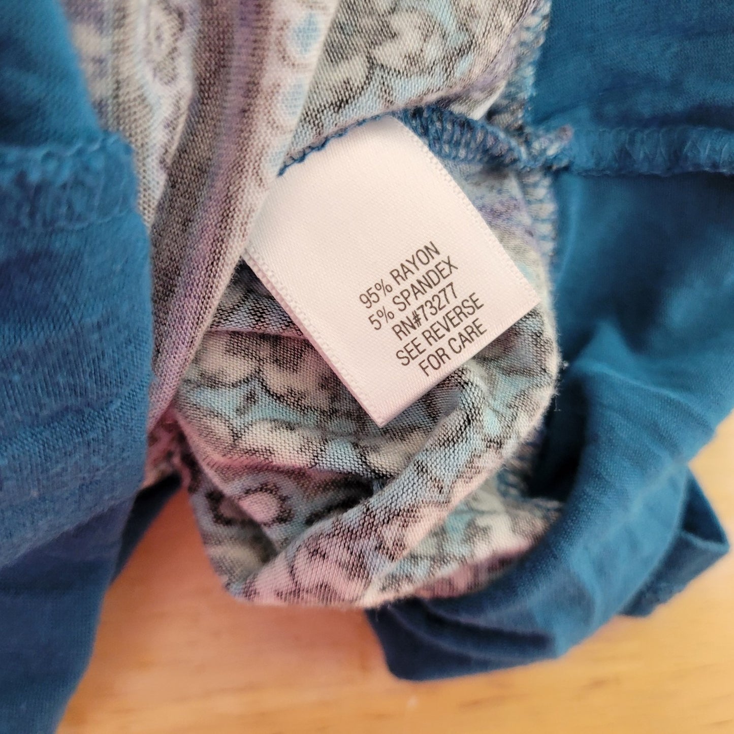 Croft Barrow Womens Top 1X Plus Tunic 3/4 Sleeve Blue Geometric Comfy Casual