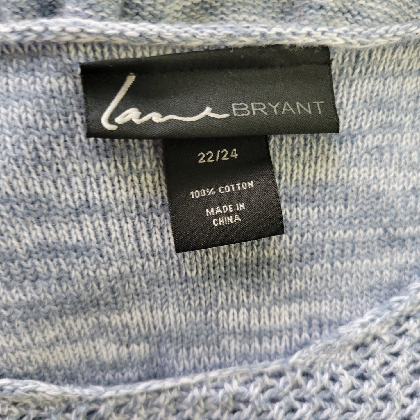 Lane Bryant Womens Sweater 22 24 Plus Open Knit Blue Marled Cotton Casual Comfy
