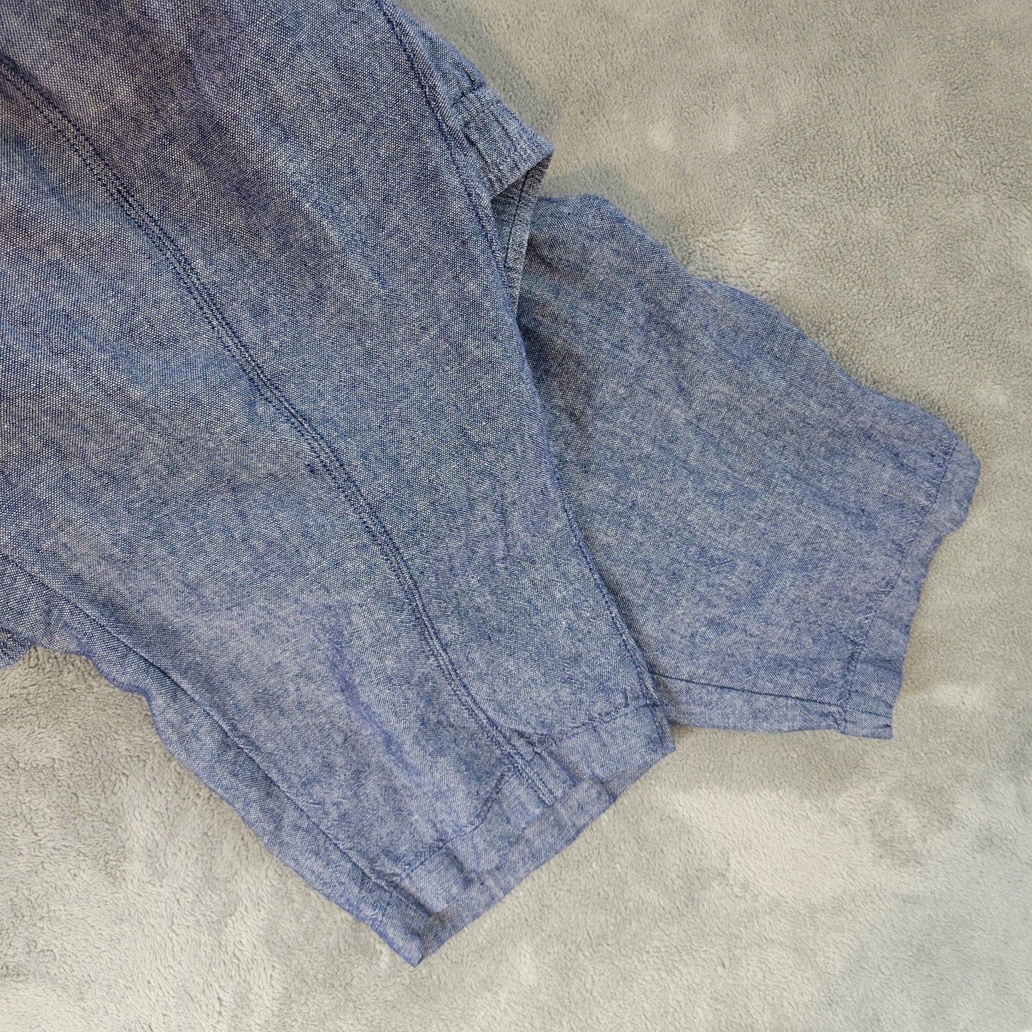 Old Navy Womens Pants 3X Plus Pull On Cropped Blue Linen Rayon Pockets Comfy