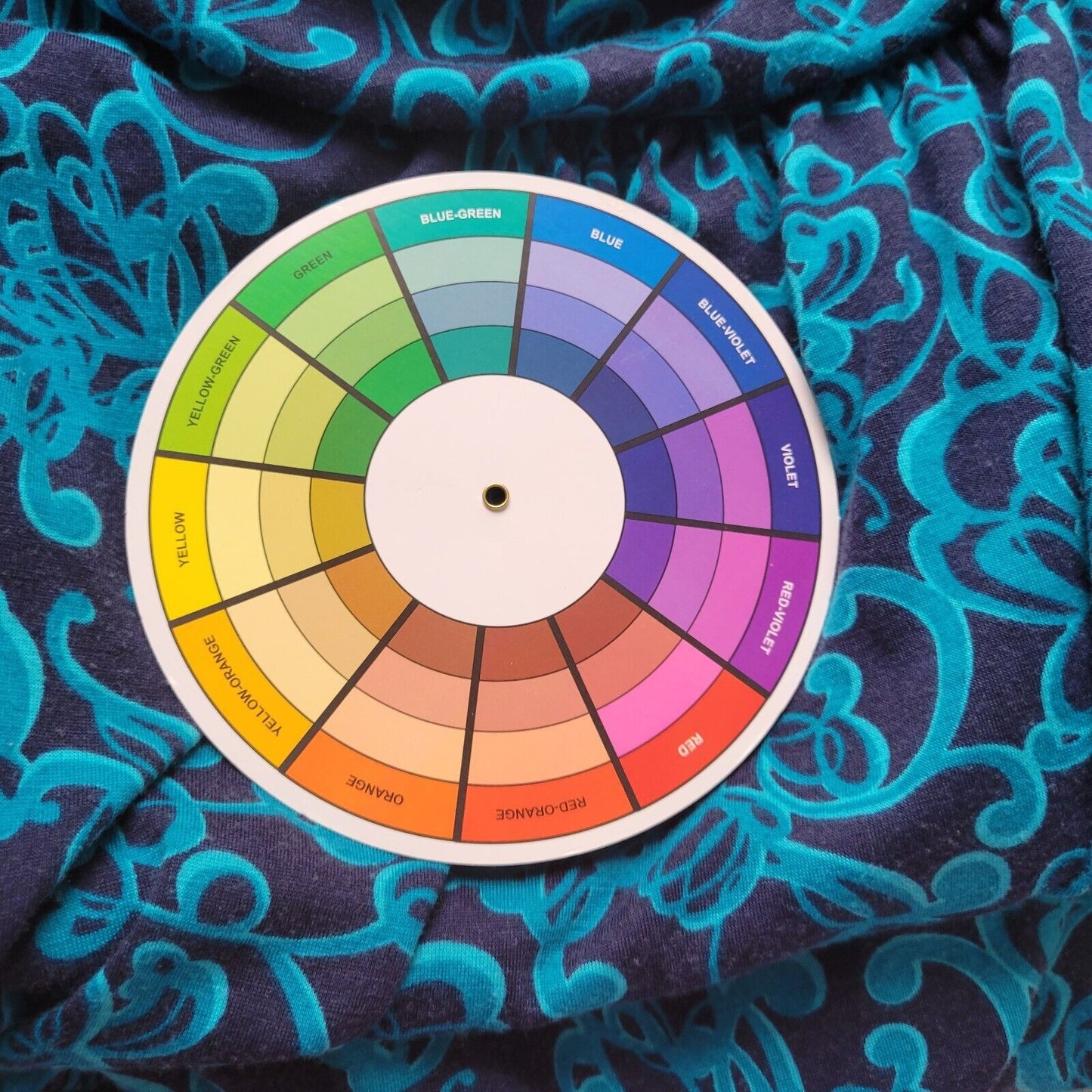 Just My Size Womens Top 1X Plus Long Sleeve Cowl Neck Blue Abstract Soft Comfy