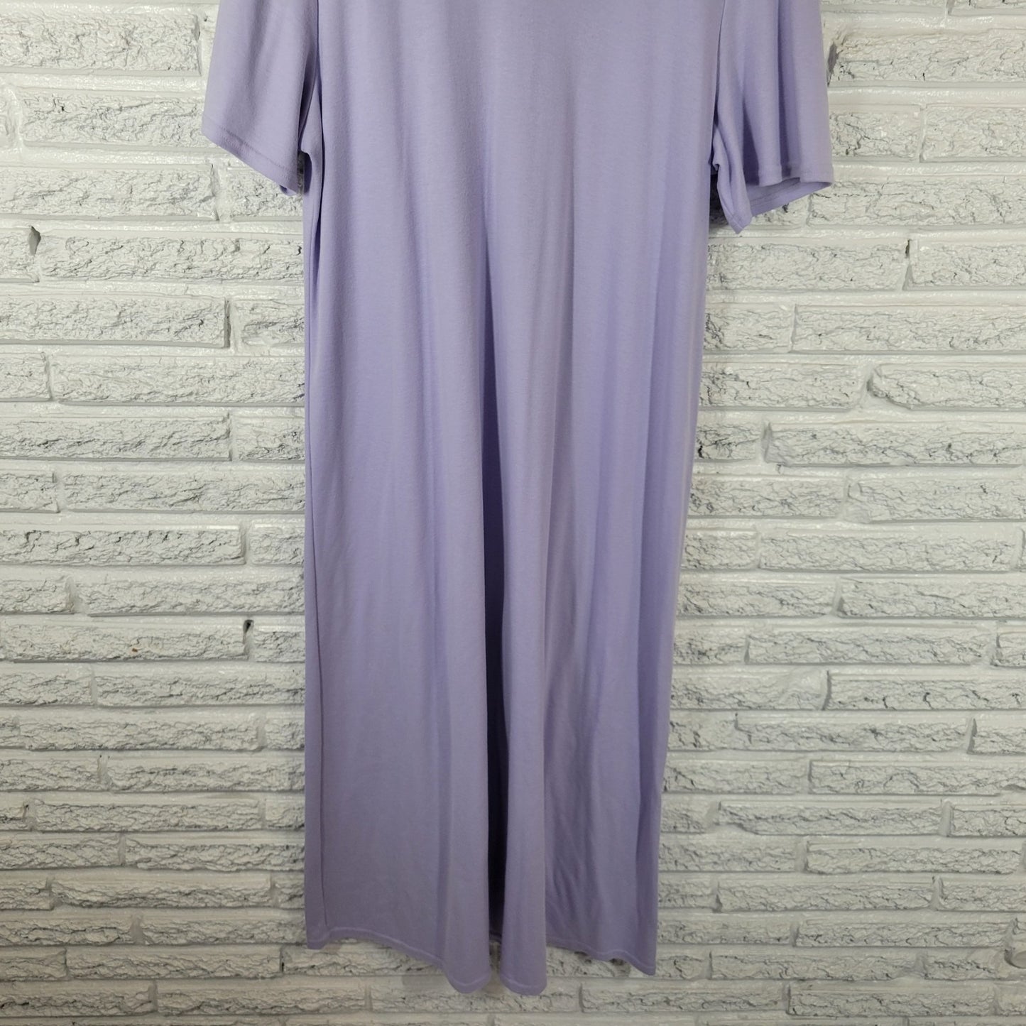 Coldwater Creek Womens Dress 1X Plus Short Sleeve Midi Lavender Cotton Blend