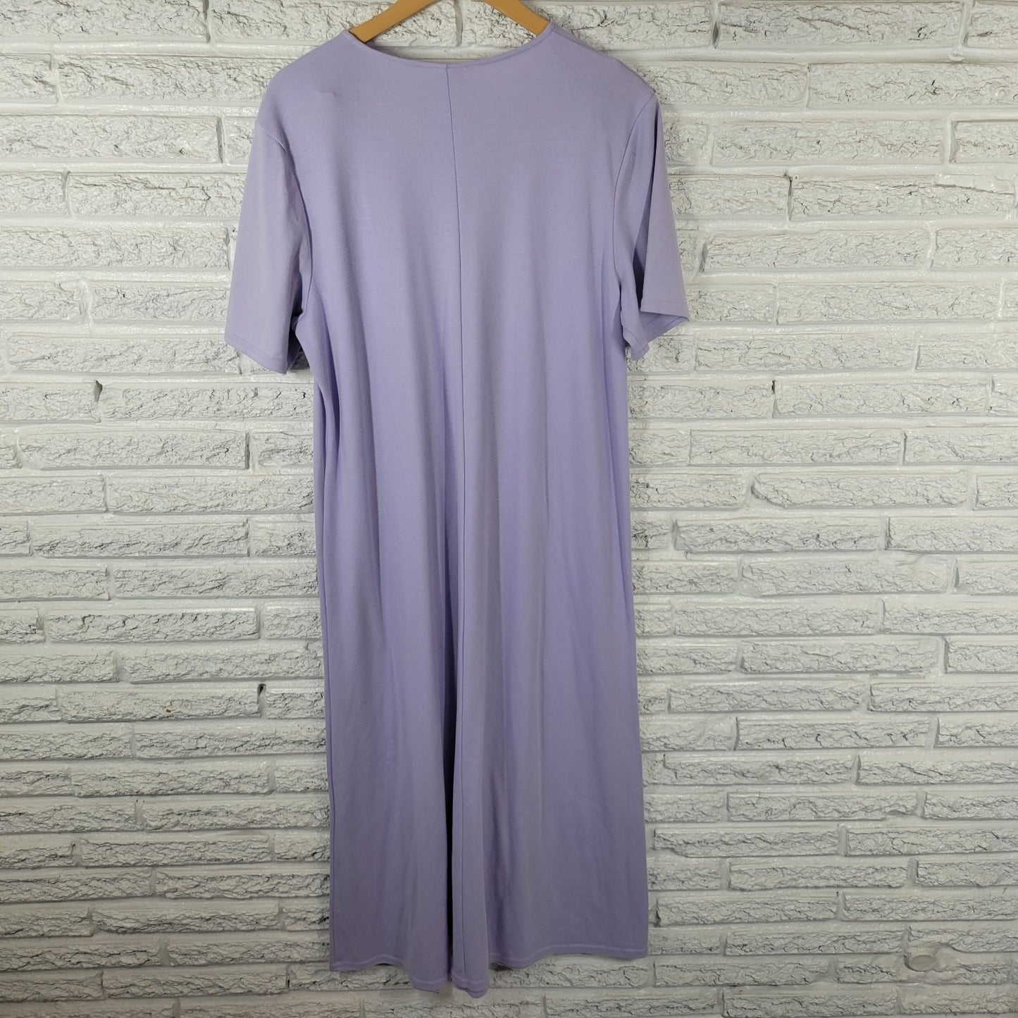 Coldwater Creek Womens Dress 1X Plus Short Sleeve Midi Lavender Cotton Blend