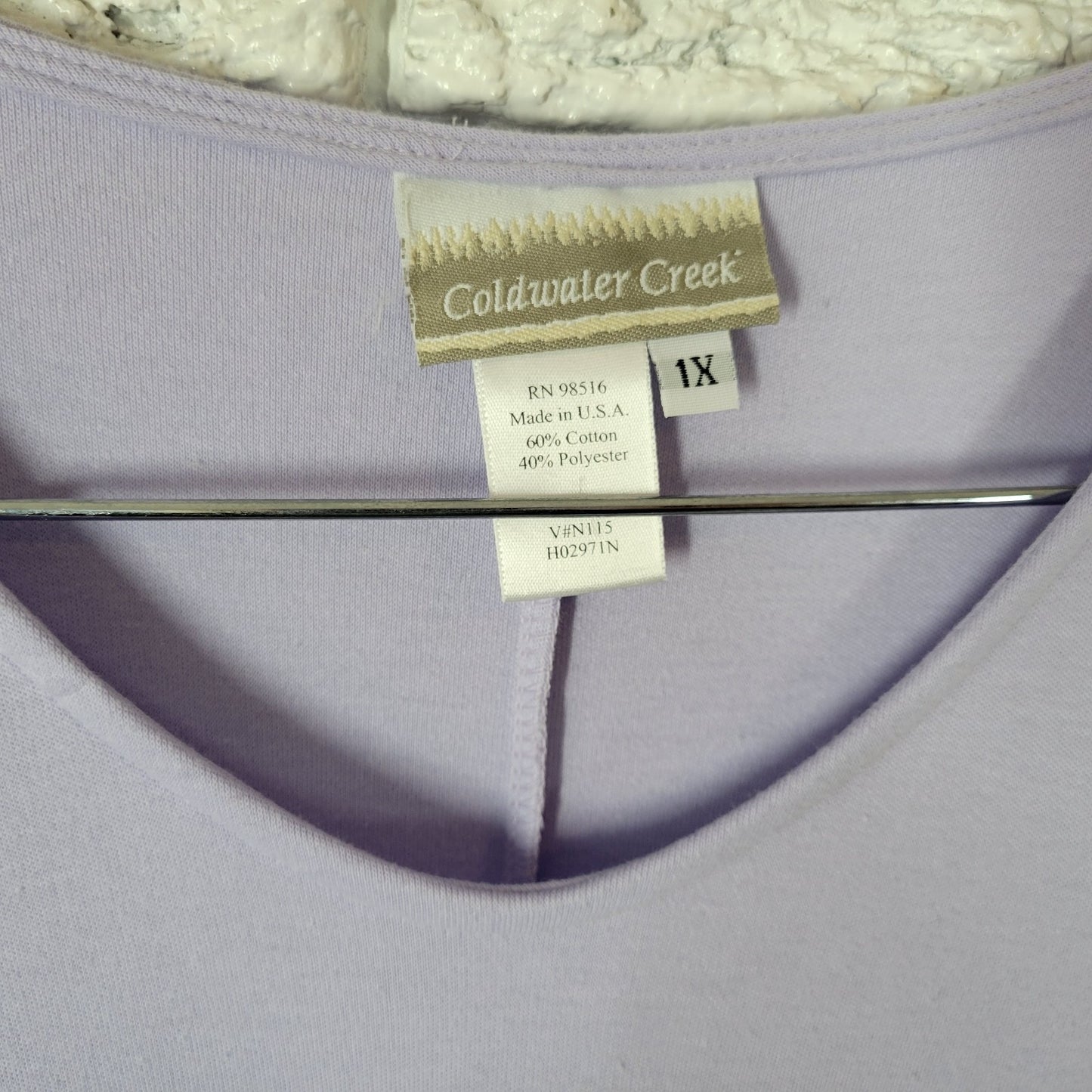 Coldwater Creek Womens Dress 1X Plus Short Sleeve Midi Lavender Cotton Blend