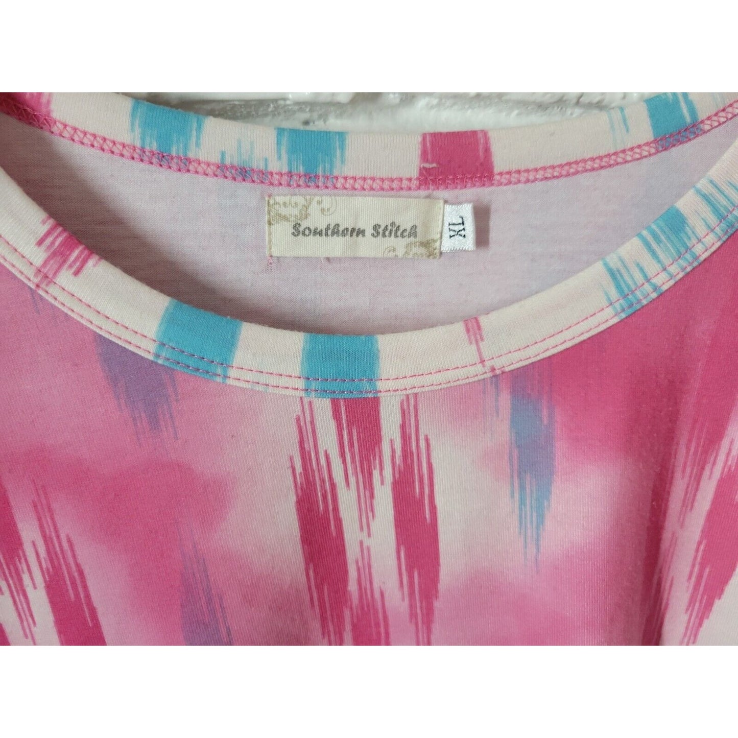 Easter Southern Stitch Women Top Extra Large Tee Pink He is Risen Cross Daisy