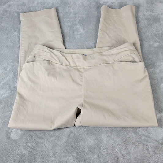 Croft Barrow Womens Pants 18W Reg Capri Efflorless Stretch Pull On Beige Comfy