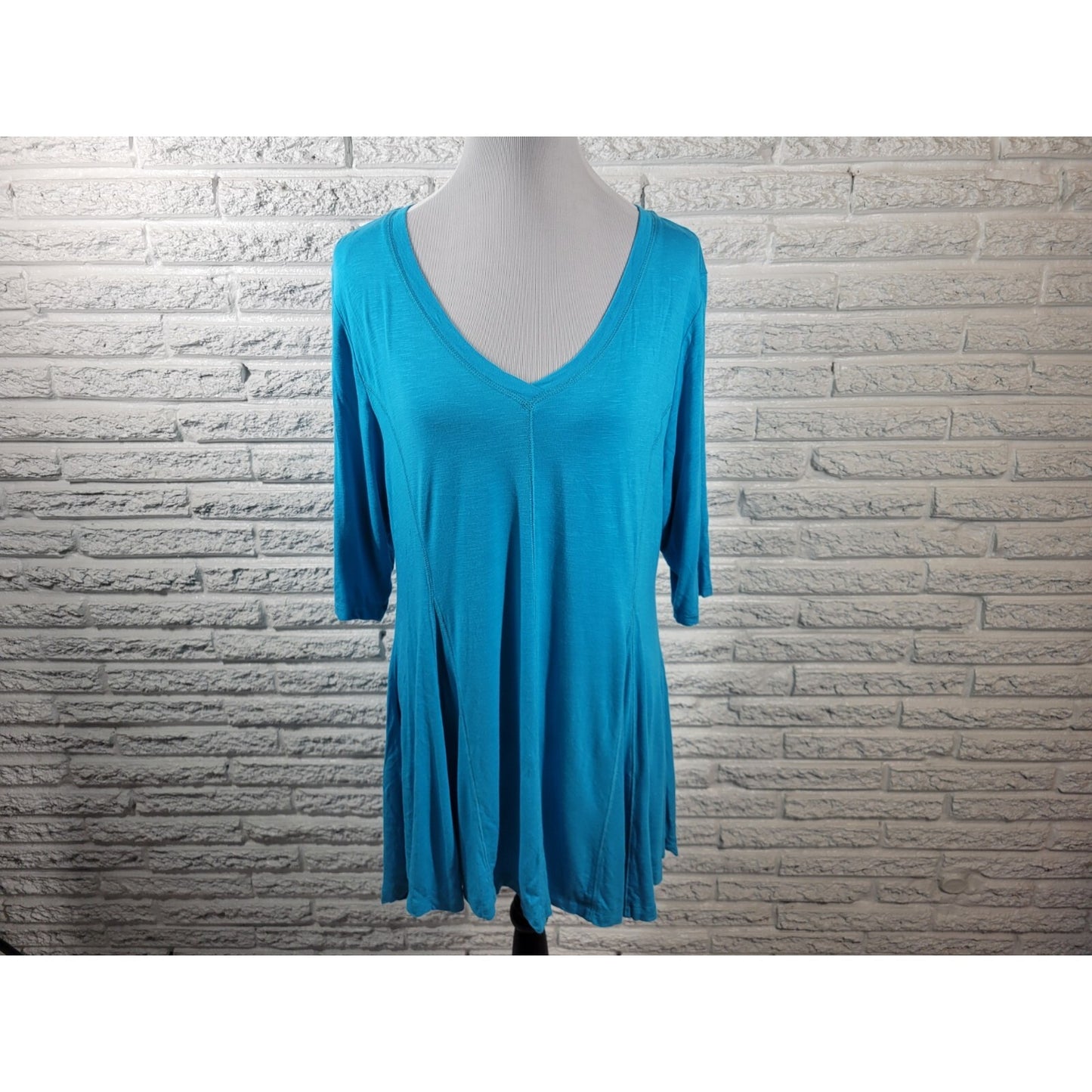 Soft Surroundings Womens Top Extra Large XL Tunic Blue Asymmetric Casual Stretch
