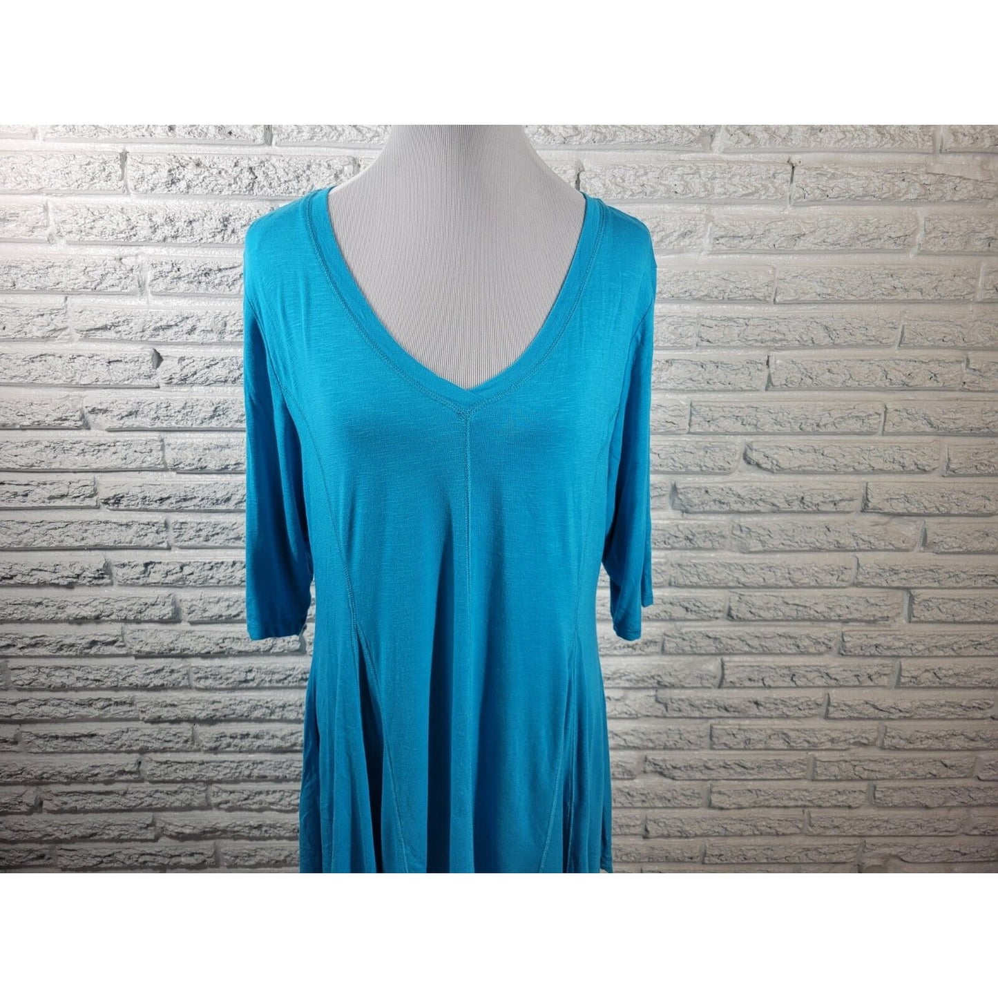 Soft Surroundings Womens Top Extra Large XL Tunic Blue Asymmetric Casual Stretch