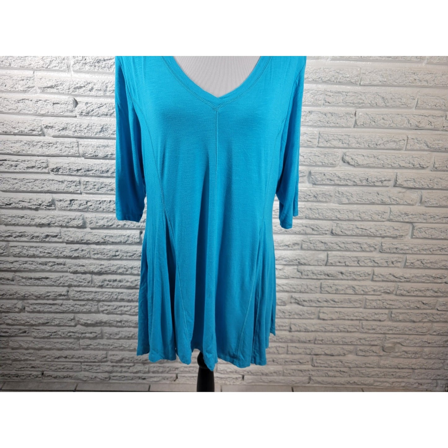 Soft Surroundings Womens Top Extra Large XL Tunic Blue Asymmetric Casual Stretch