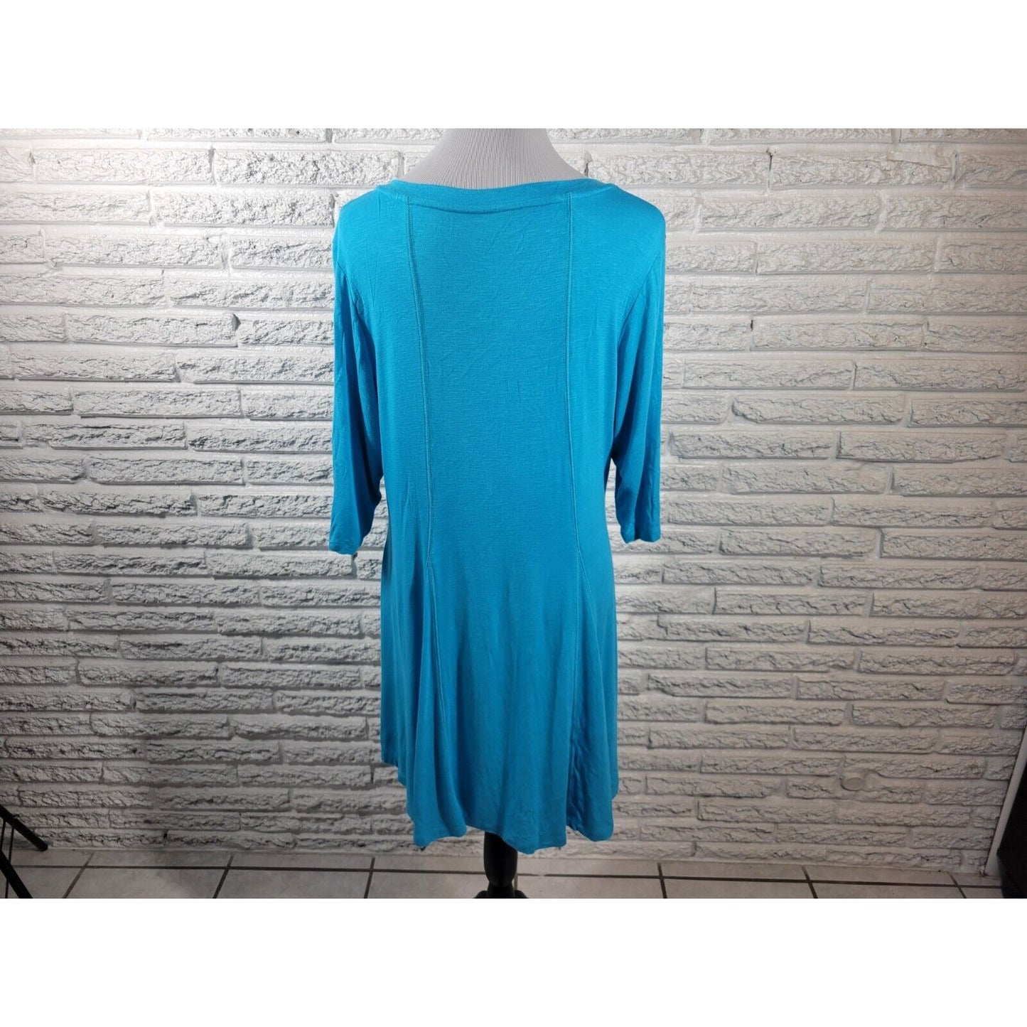 Soft Surroundings Womens Top Extra Large XL Tunic Blue Asymmetric Casual Stretch