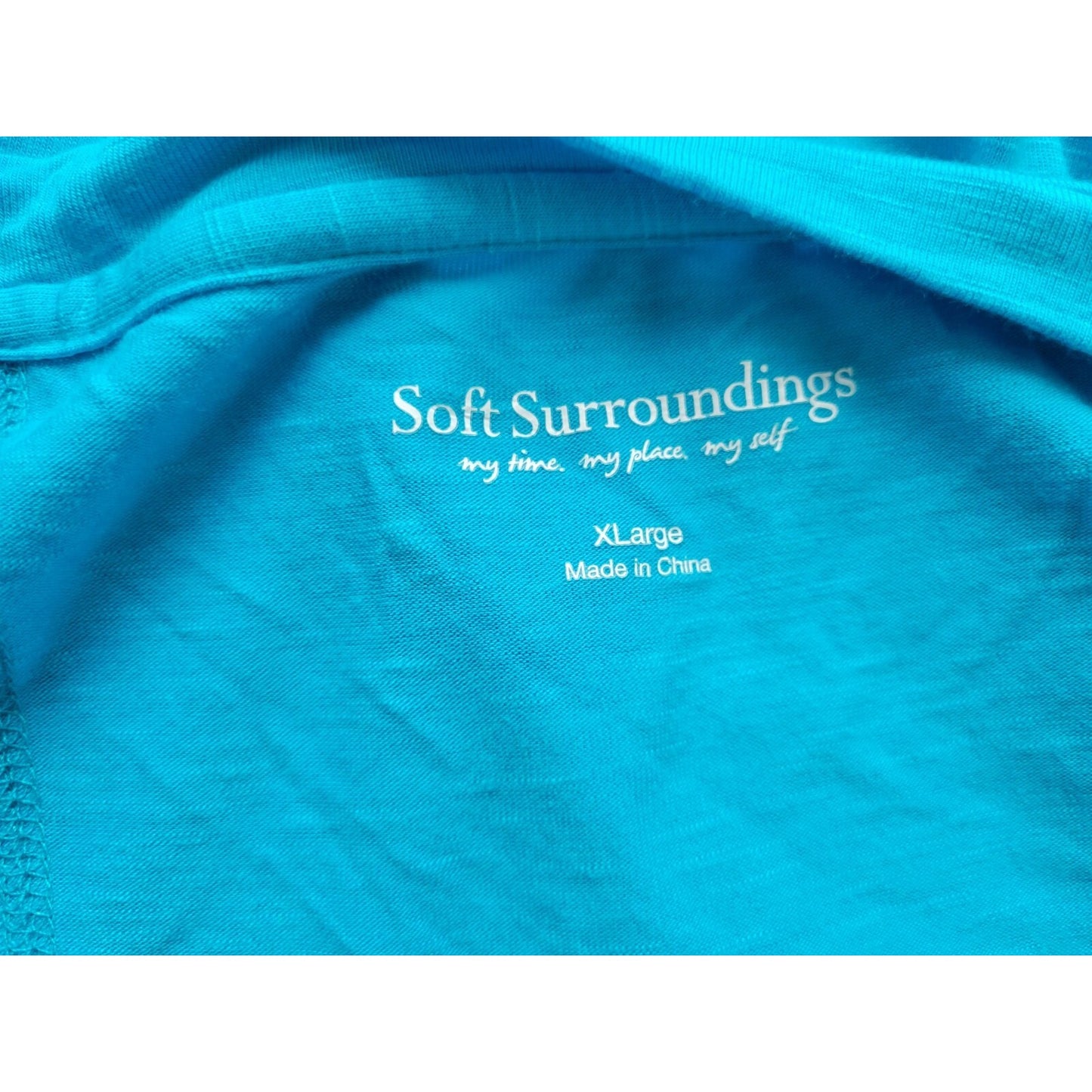 Soft Surroundings Womens Top Extra Large XL Tunic Blue Asymmetric Casual Stretch