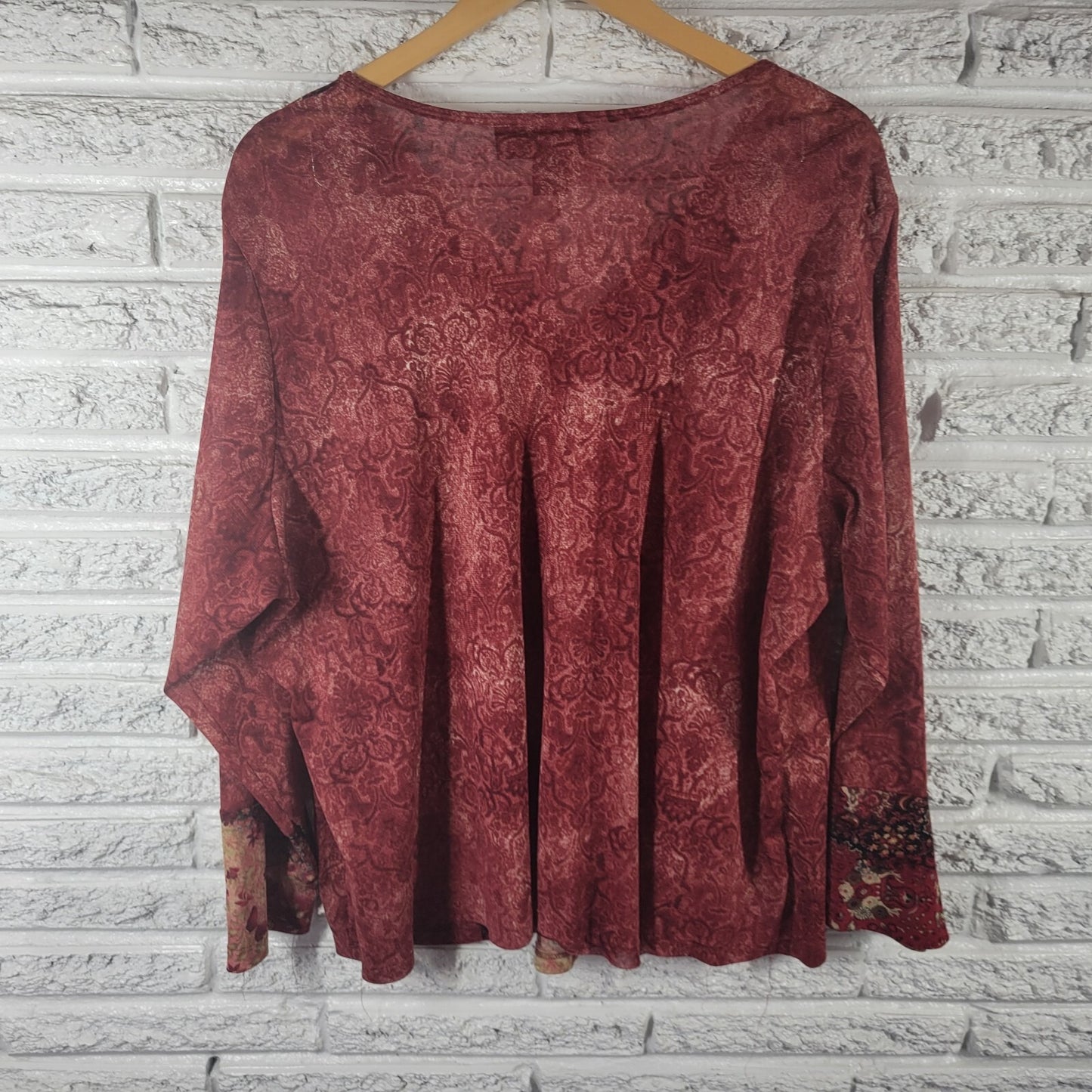 Venezia Womens Top 26 28 Plus Long Sleeve Red Floral Polyester Casual Comfy