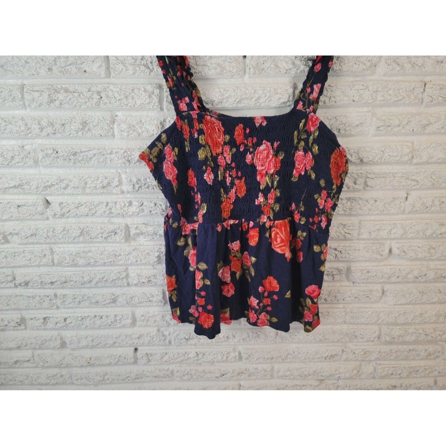 Maurices Womens Top 3X Plus Swing Sleeveless Strap Comfy Blue Pink Floral