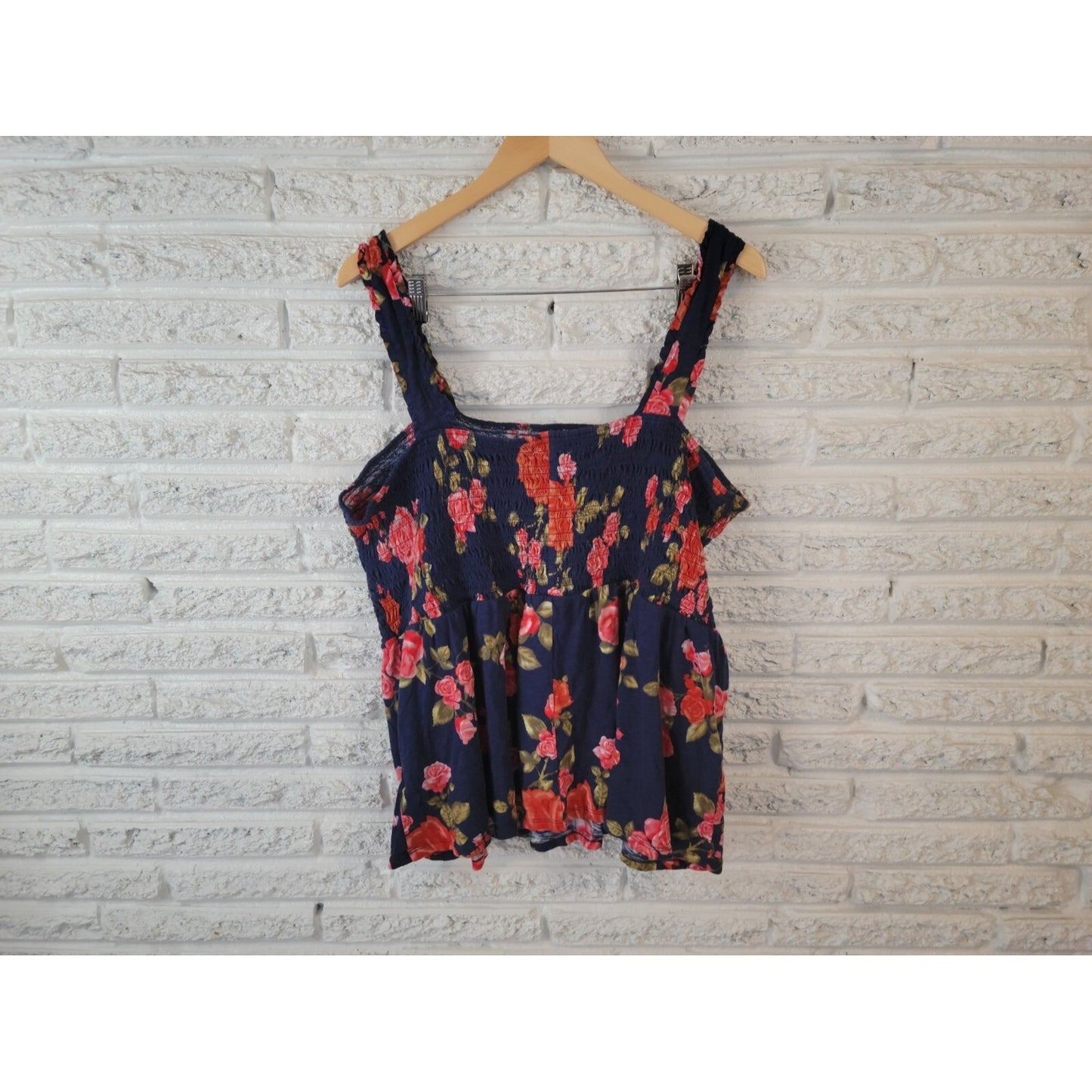 Maurices Womens Top 3X Plus Swing Sleeveless Strap Comfy Blue Pink Floral