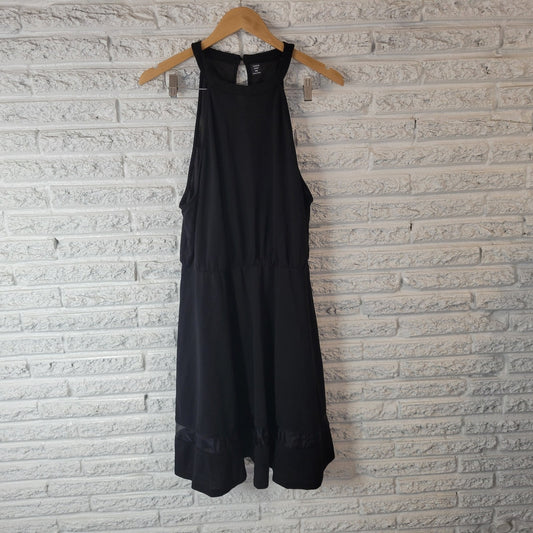 Shein Curve Women Dress 3XL Plus Fit Flare Sleeveless Black Halter Keyhole Back