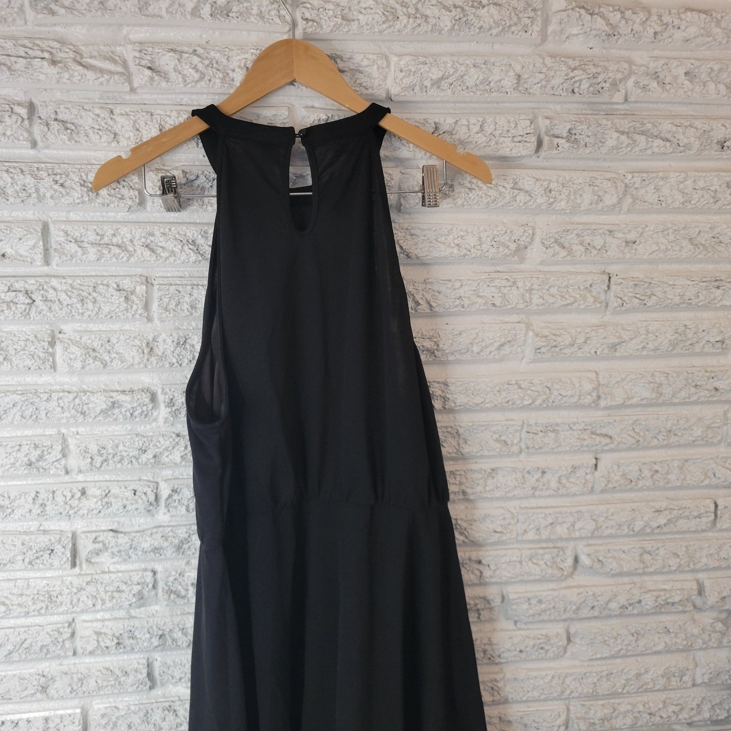 Shein Curve Women Dress 3XL Plus Fit Flare Sleeveless Black Halter Keyhole Back