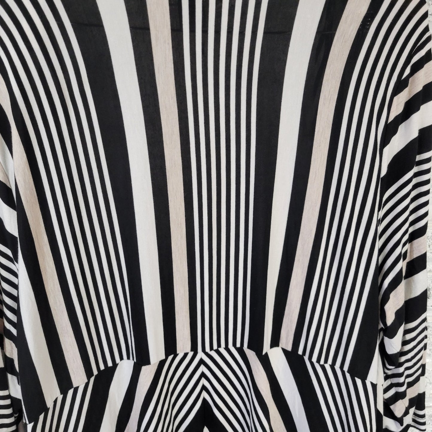 Catherines Cardigan 2X Plus Open Black White Striped Knit 3/4 Sleeve Rayon Top