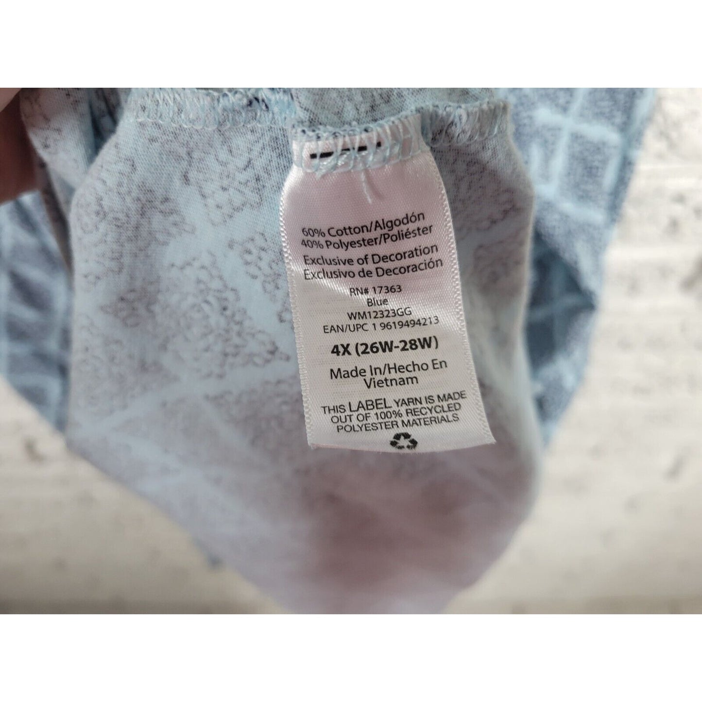 Aria Women Robe 4X Plus Blue Geometric Quarter Button Pockets Kaftan Lightweight