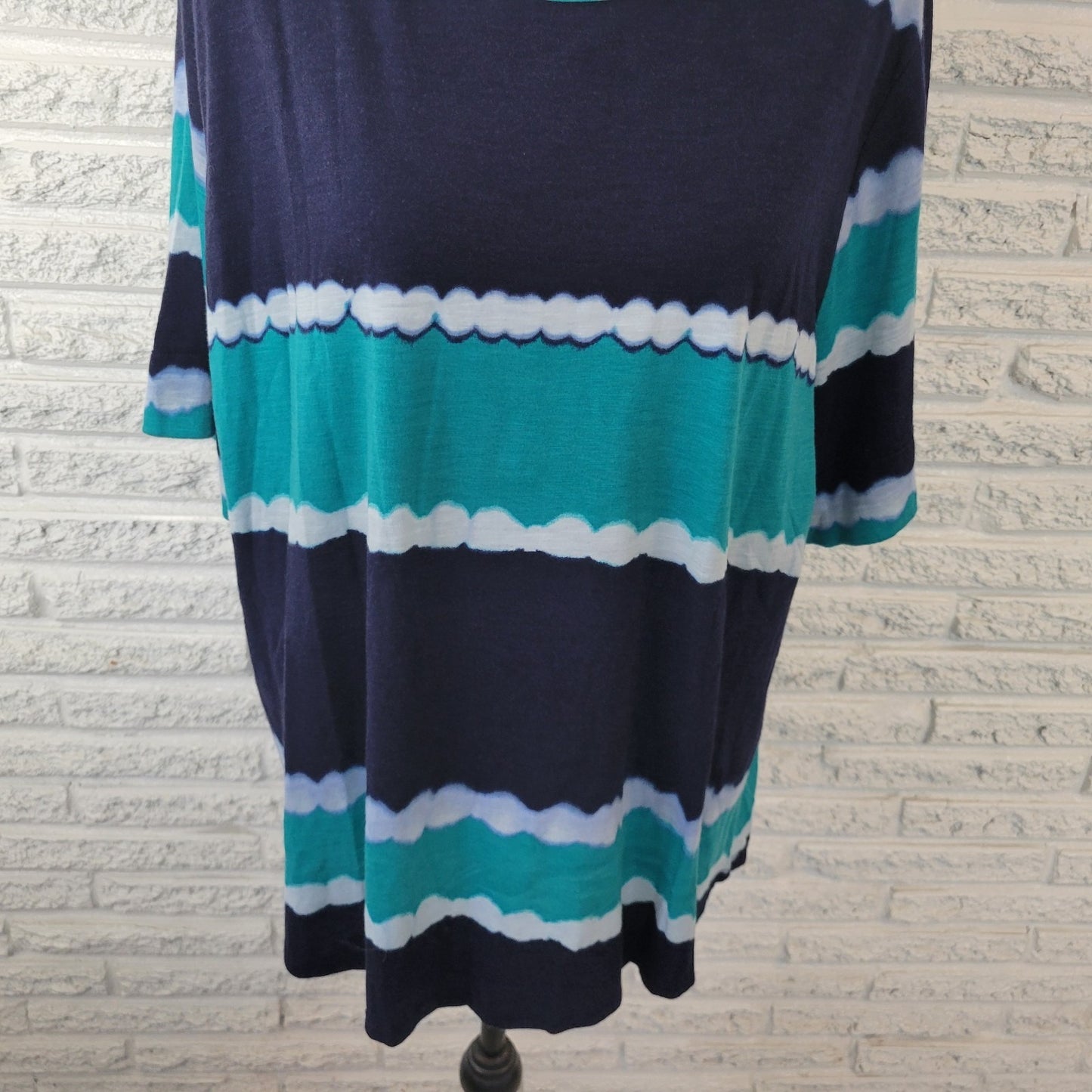 Westbound Womens Top 2X Plus Tee Short Sleeve Blue Watercolor Cotton Blend Comfy