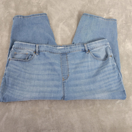 Croft Barrow Womens Jeans 20W Plus Capri Pull On Medium Blue Denim Comfy Pockets