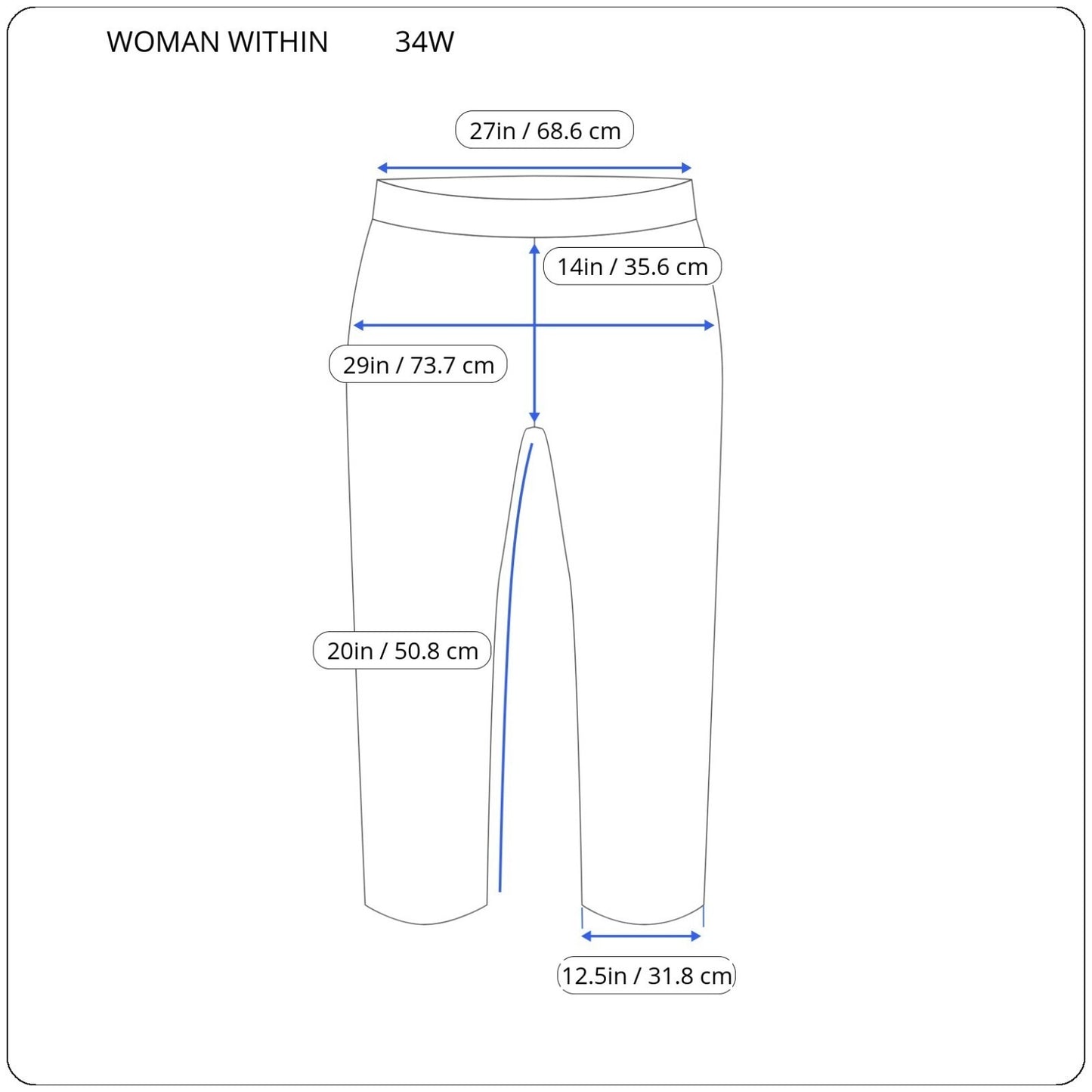 Woman Within Womens Jeans 34W Plus Capri Blue Denim  Polka Dot Zip Cotton Blend