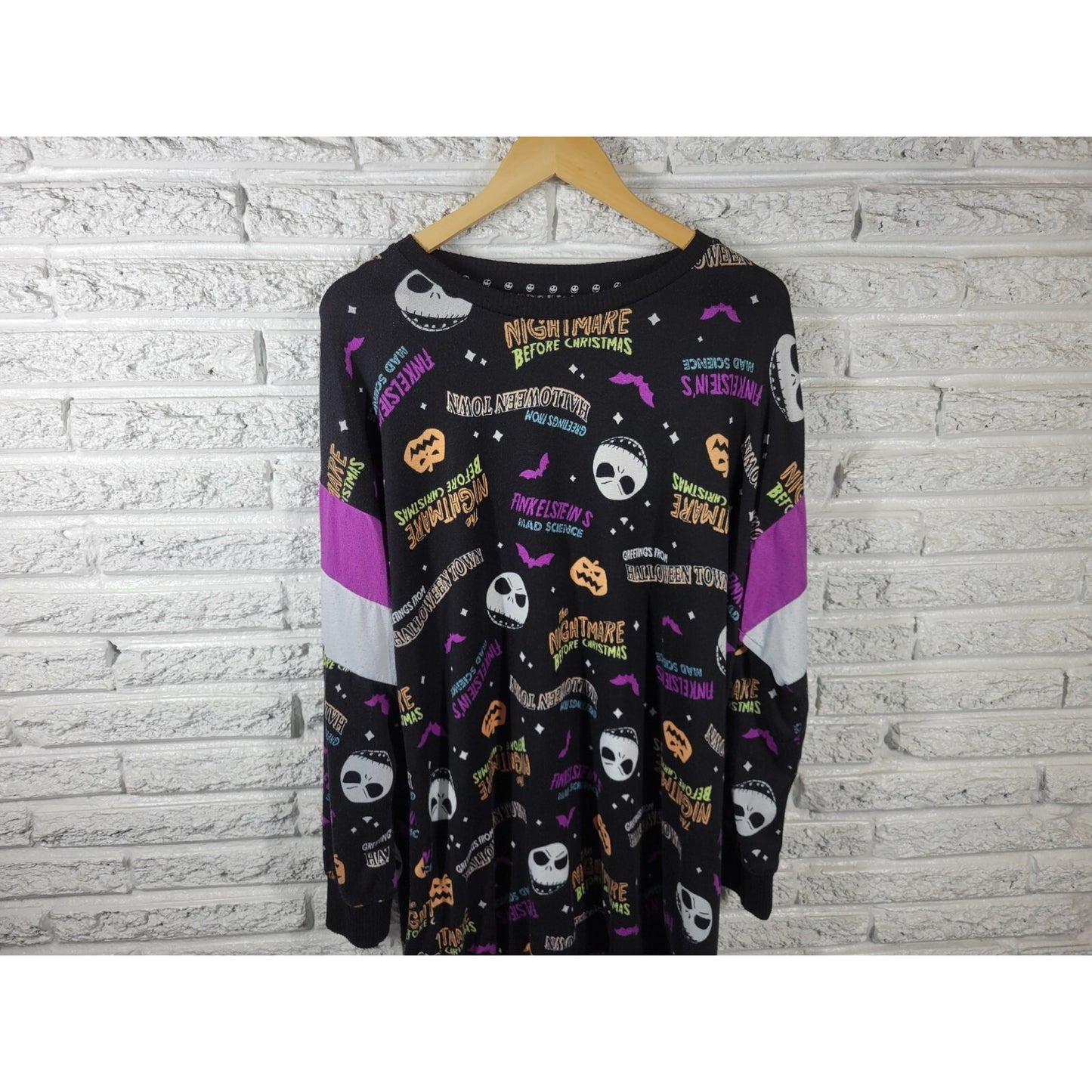 Disney Nightmare Before Christmas Pajama Top XL 16 18 Loungewear Gown Black Knit