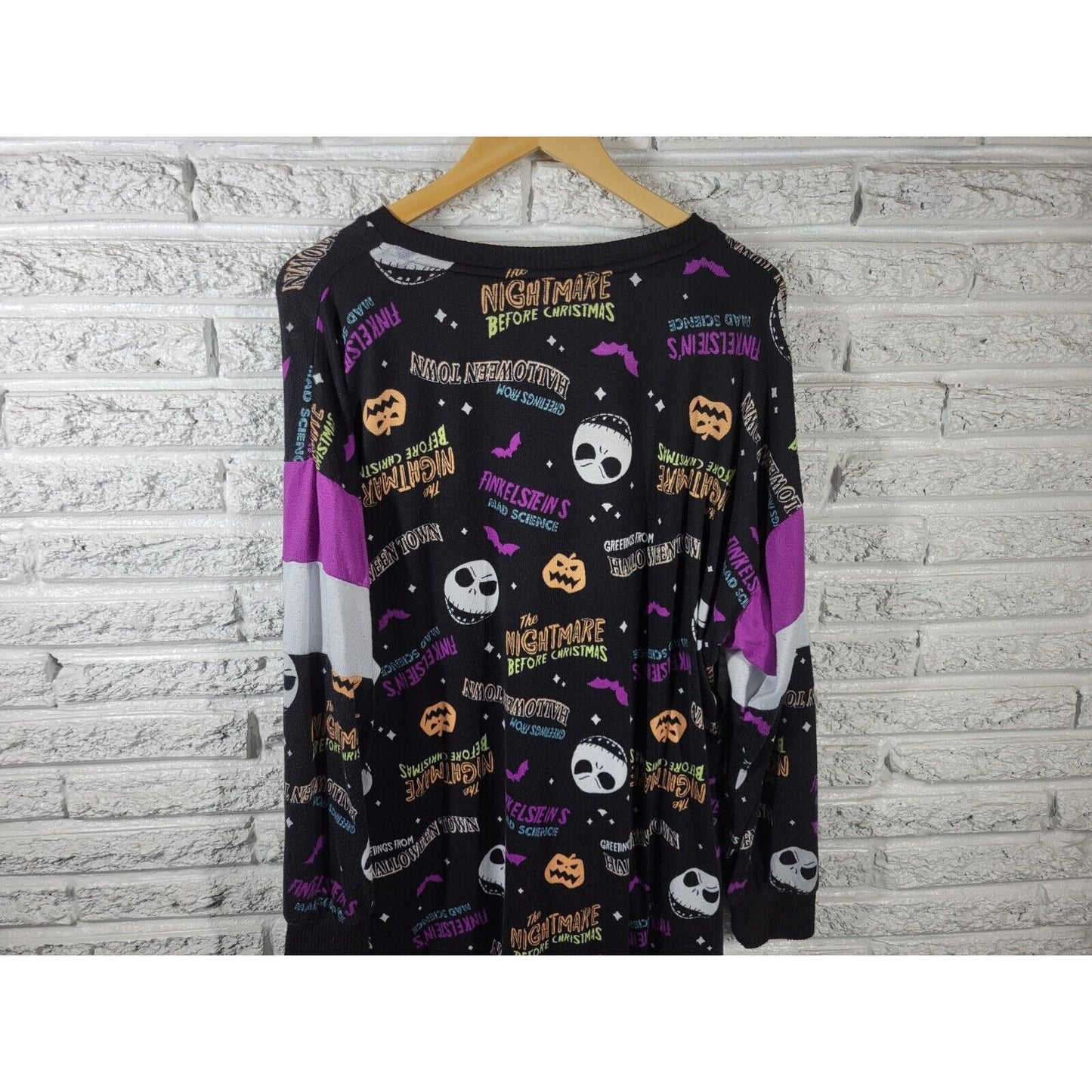 Disney Nightmare Before Christmas Pajama Top XL 16 18 Loungewear Gown Black Knit