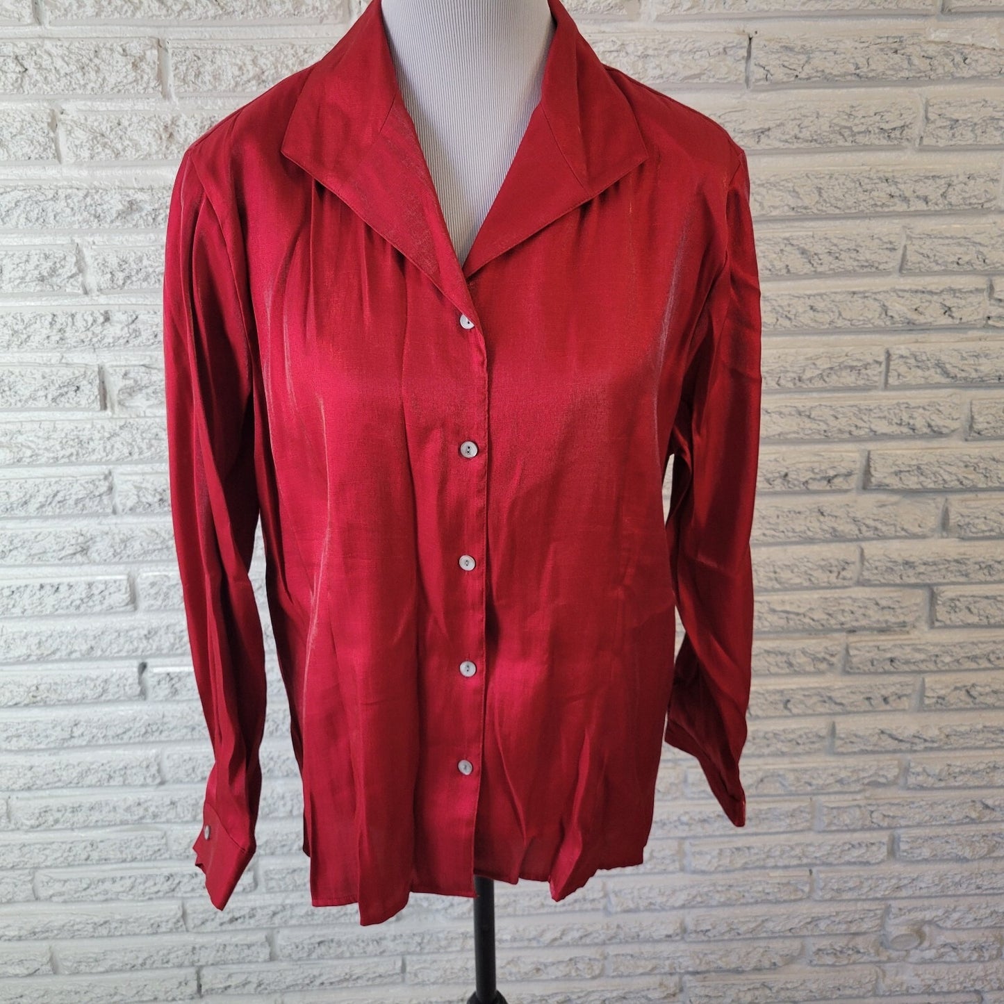 Notations Womens Extra Large Long Sleeve Red Rayon Polyester Office Holiday