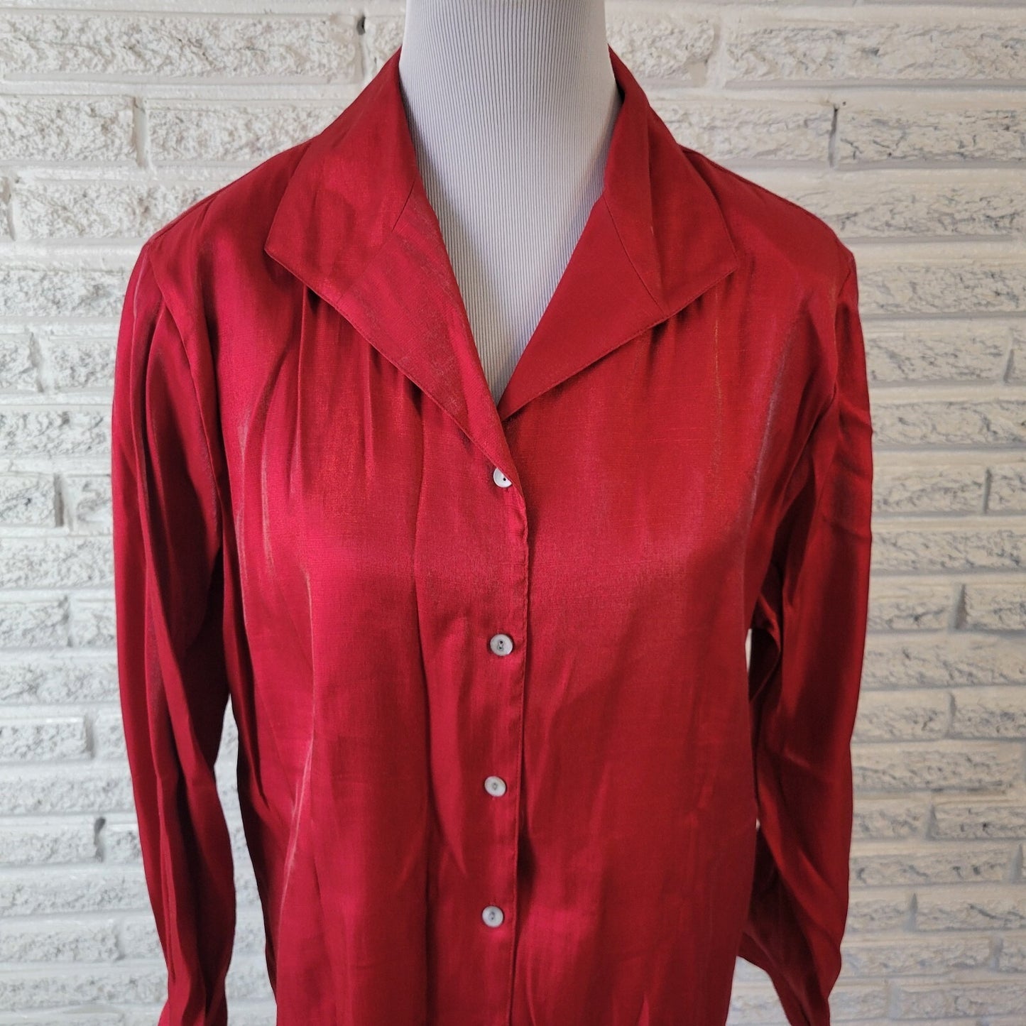 Notations Womens Extra Large Long Sleeve Red Rayon Polyester Office Holiday