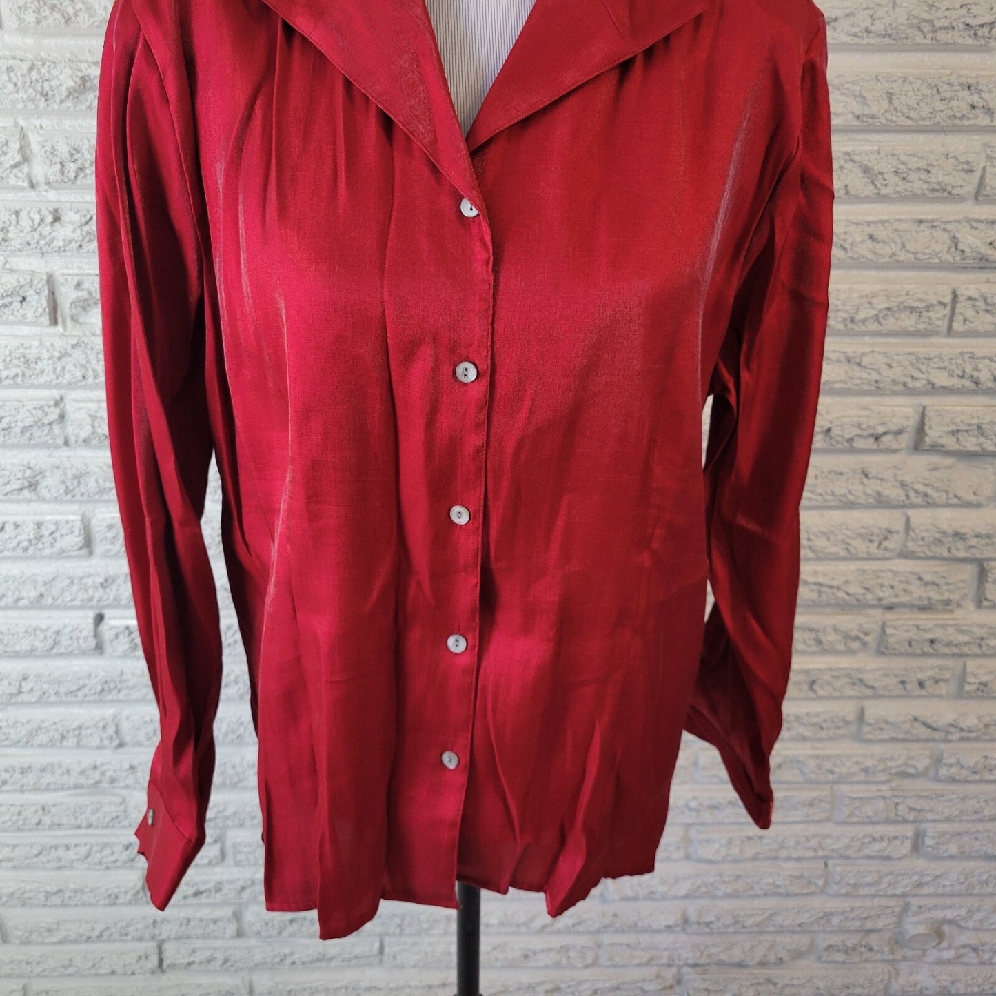 Notations Womens Extra Large Long Sleeve Red Rayon Polyester Office Holiday