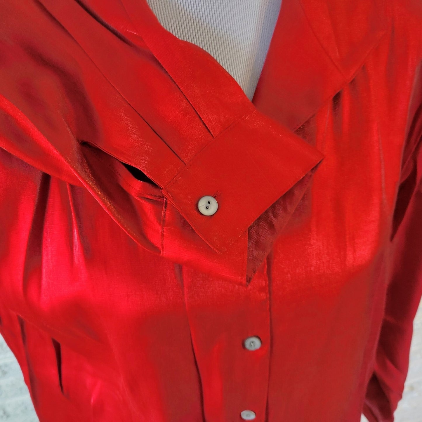 Notations Womens Extra Large Long Sleeve Red Rayon Polyester Office Holiday