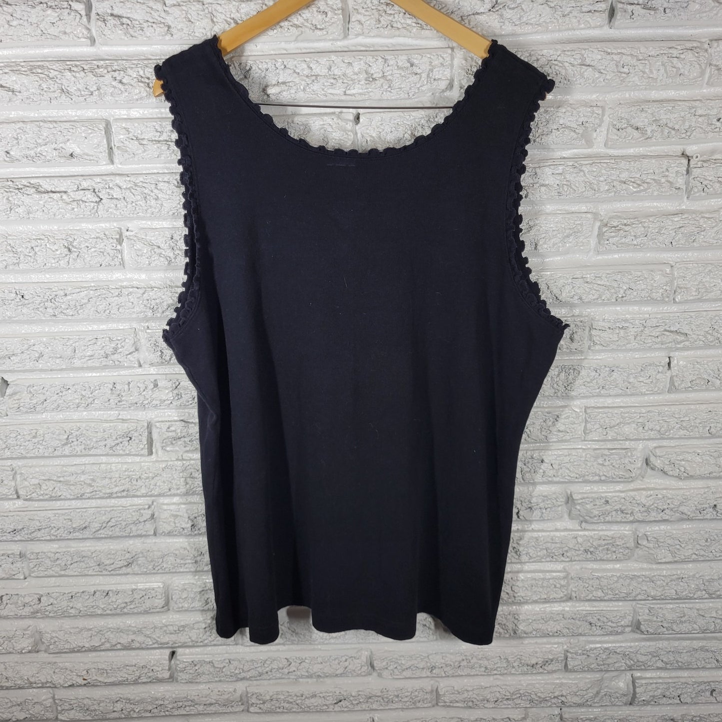 Fashion Bug Womens Top 30W 32W Plus Tank Frilly Neck Cotton Blend Casual Comfy