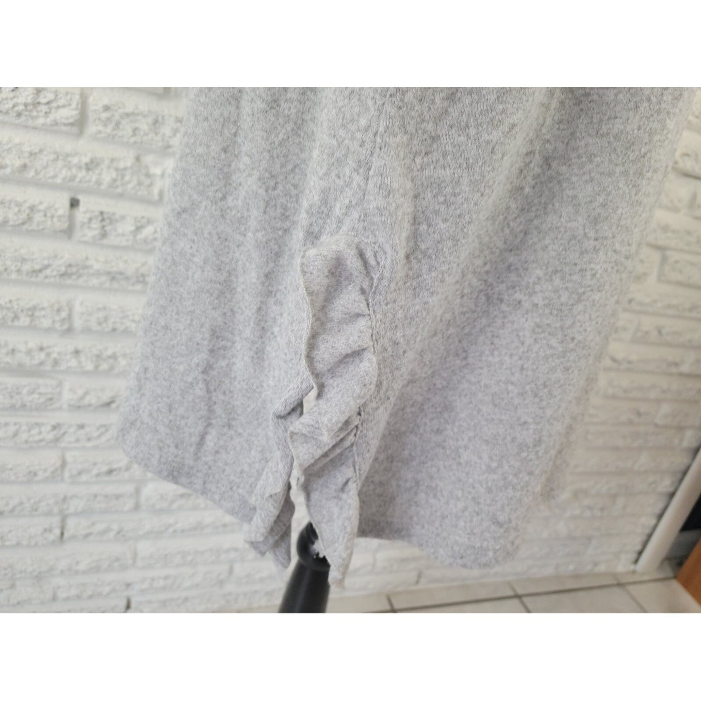 Terra Sky Womens Top 1X 16W 18W Plus Ruched Sleeve Rhinestone Ruffles Gray