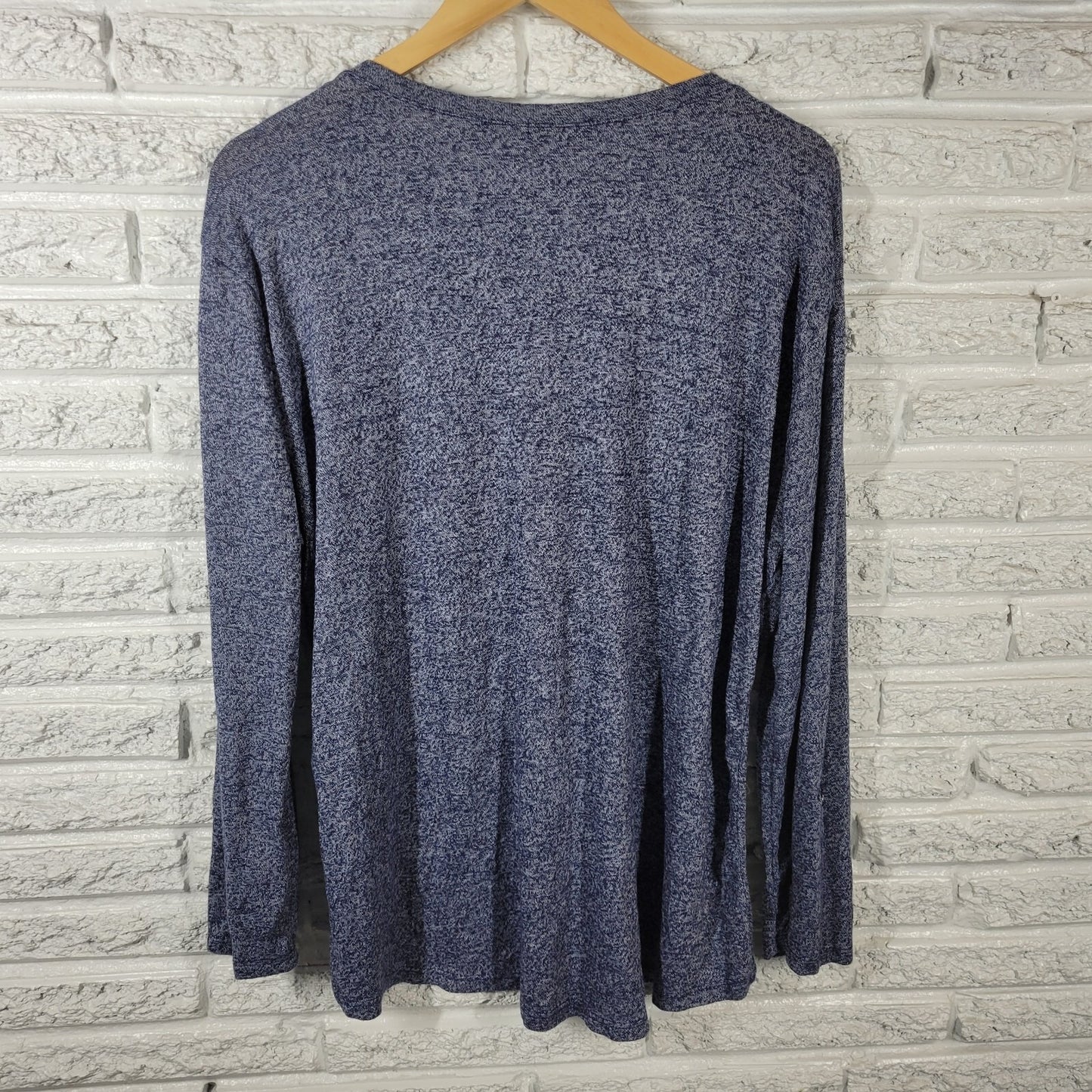 Thyme Honey Women Top 3X Plus Knit Blue Heather Lightweight Keyhole Soft Comfy