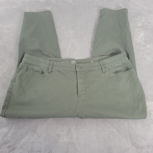 St Johns Bay Womens Jeans 24W Plus Cropped Skinny Leg Green Denim Zip Fly Comfy