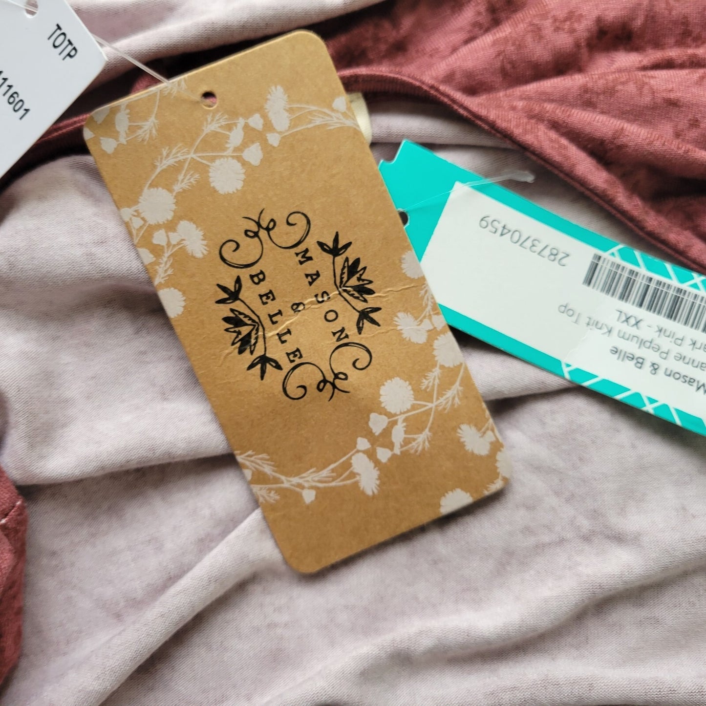 Mason Belle Womens Top XXL Baby Doll Cap Sleeve Brown Lightweight Quarter Button