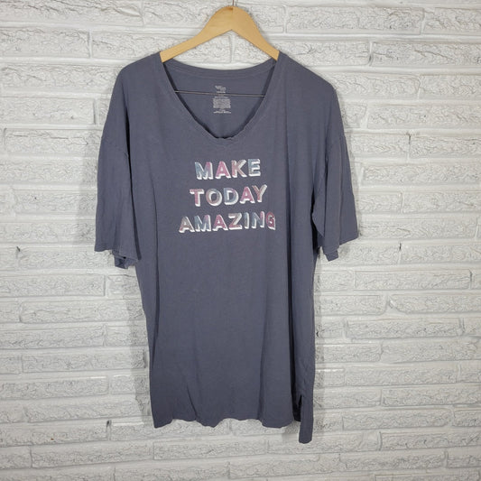 Secret Treasures Womens Pajama Top L XL Make Today Amazing Gray Glitter Lounge