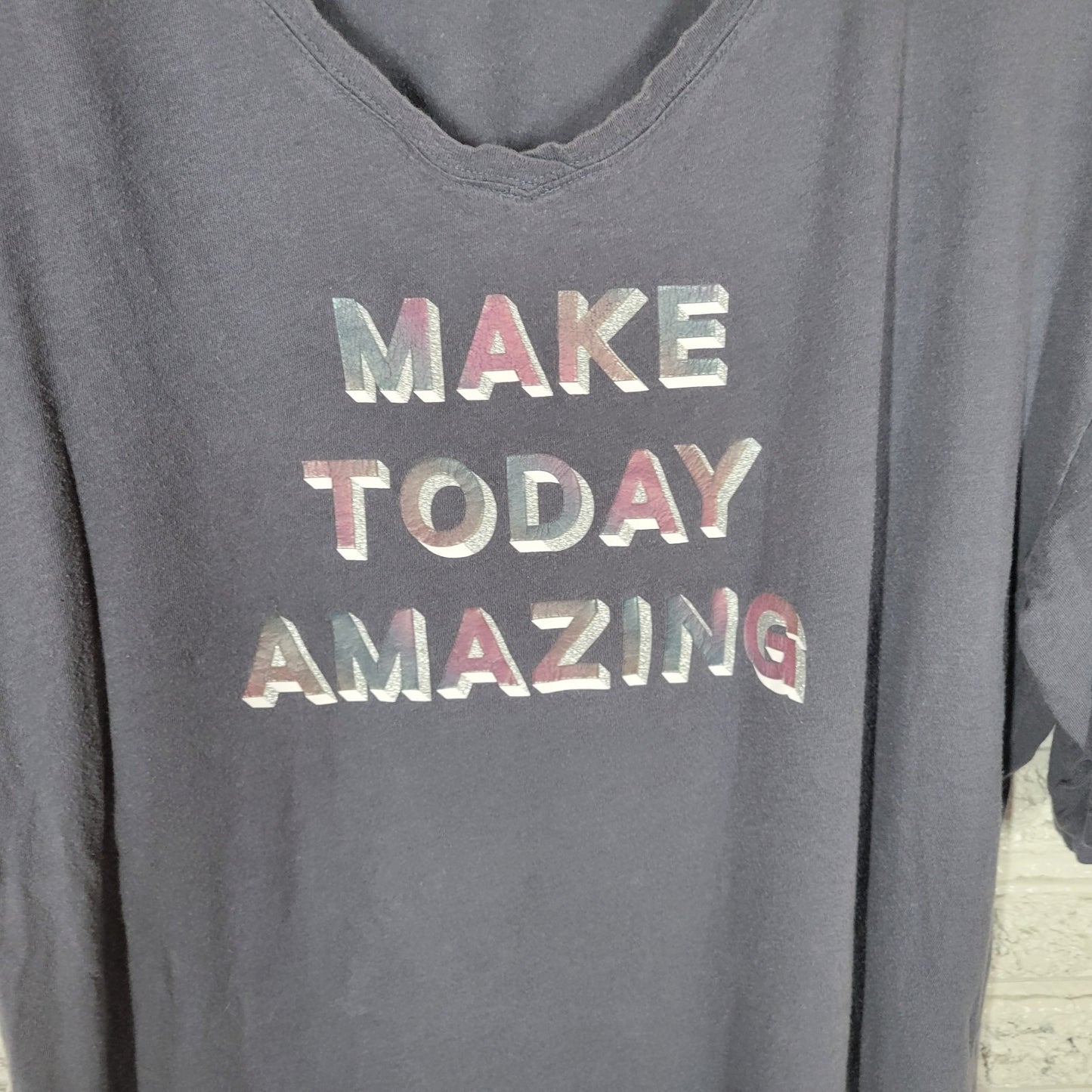 Secret Treasures Womens Pajama Top L XL Make Today Amazing Gray Glitter Lounge