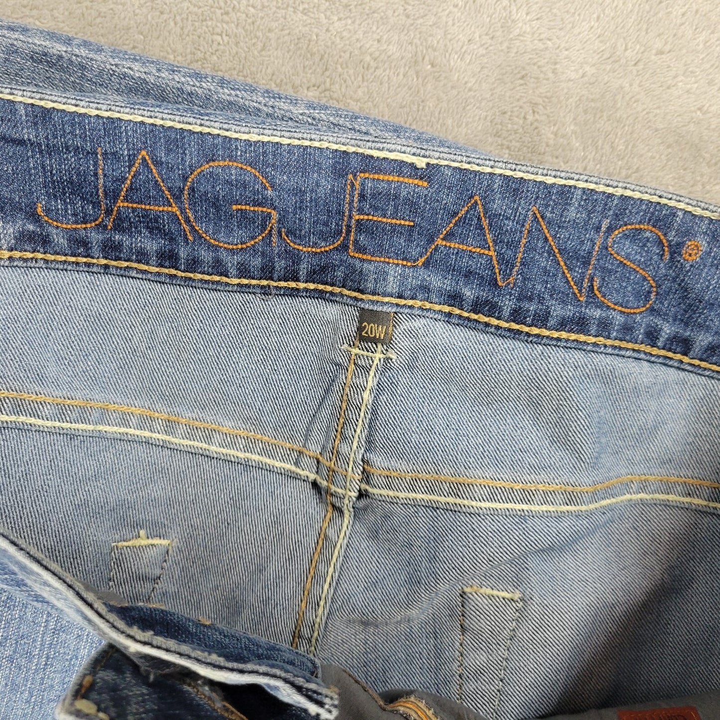 Jag Women Jeans 20W Straight Leg Slight Distressed Cropped Medium Blue Denim Zip