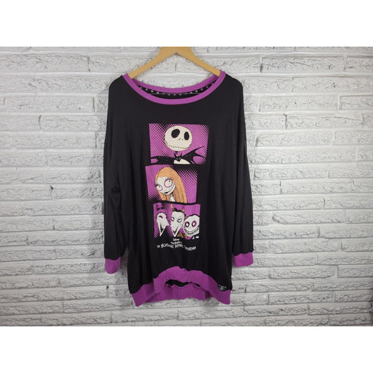 Christmas Disney Nightmare Before Womens Top XL Pajama Loungewear Black
