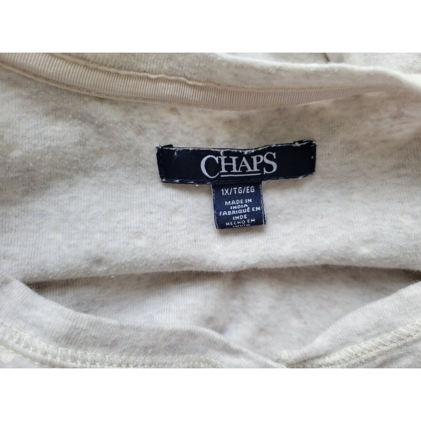 Chaps Womens Top 1X Plus 3/4 Sleeve Gray Polka Dot Quarter Button Cotton Casual