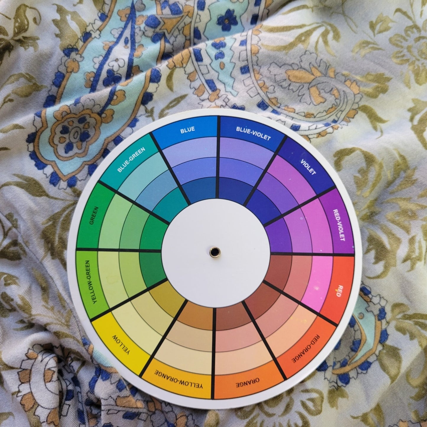 Caribbean Joe Womens Top Extra Large XL 3/4 Sleeve Blue Green Paisley Comfy