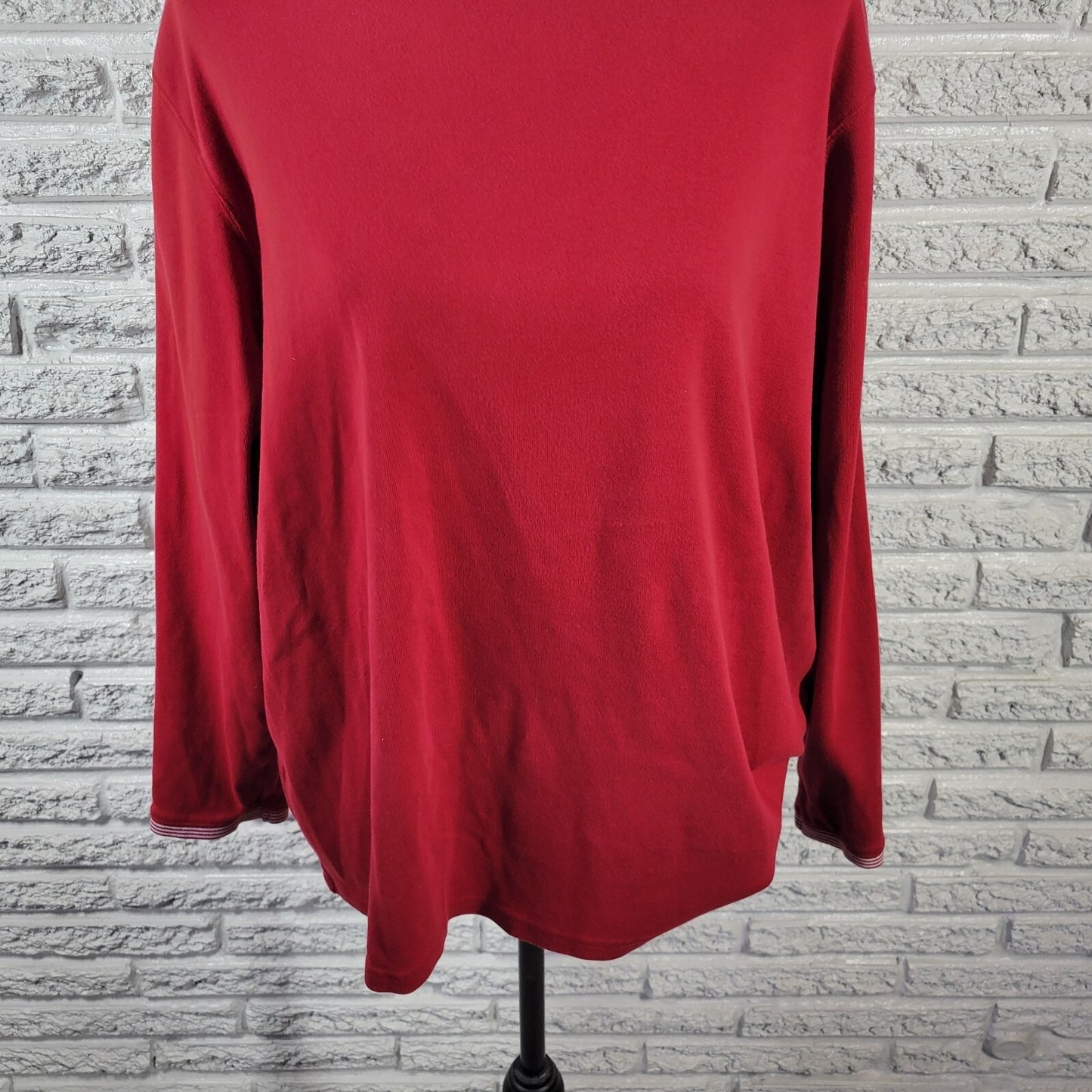 Liz Claiborne Elisabeth Womens Top 1X Plus Knit Long Sleeve Red Casual Cotton