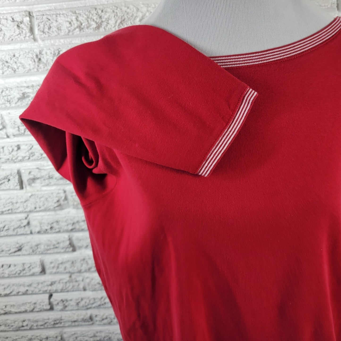 Liz Claiborne Elisabeth Womens Top 1X Plus Knit Long Sleeve Red Casual Cotton