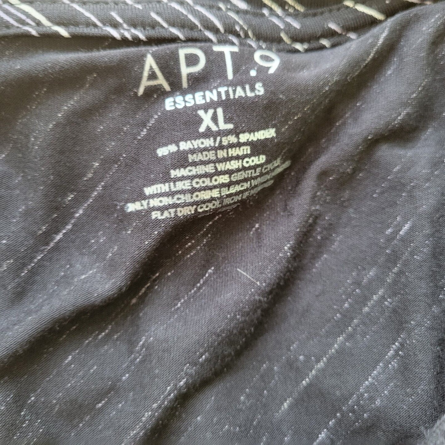 Apt 9 Essentials Womens Top Extra Large XL Black Diagonal Stripe Comfy Casual