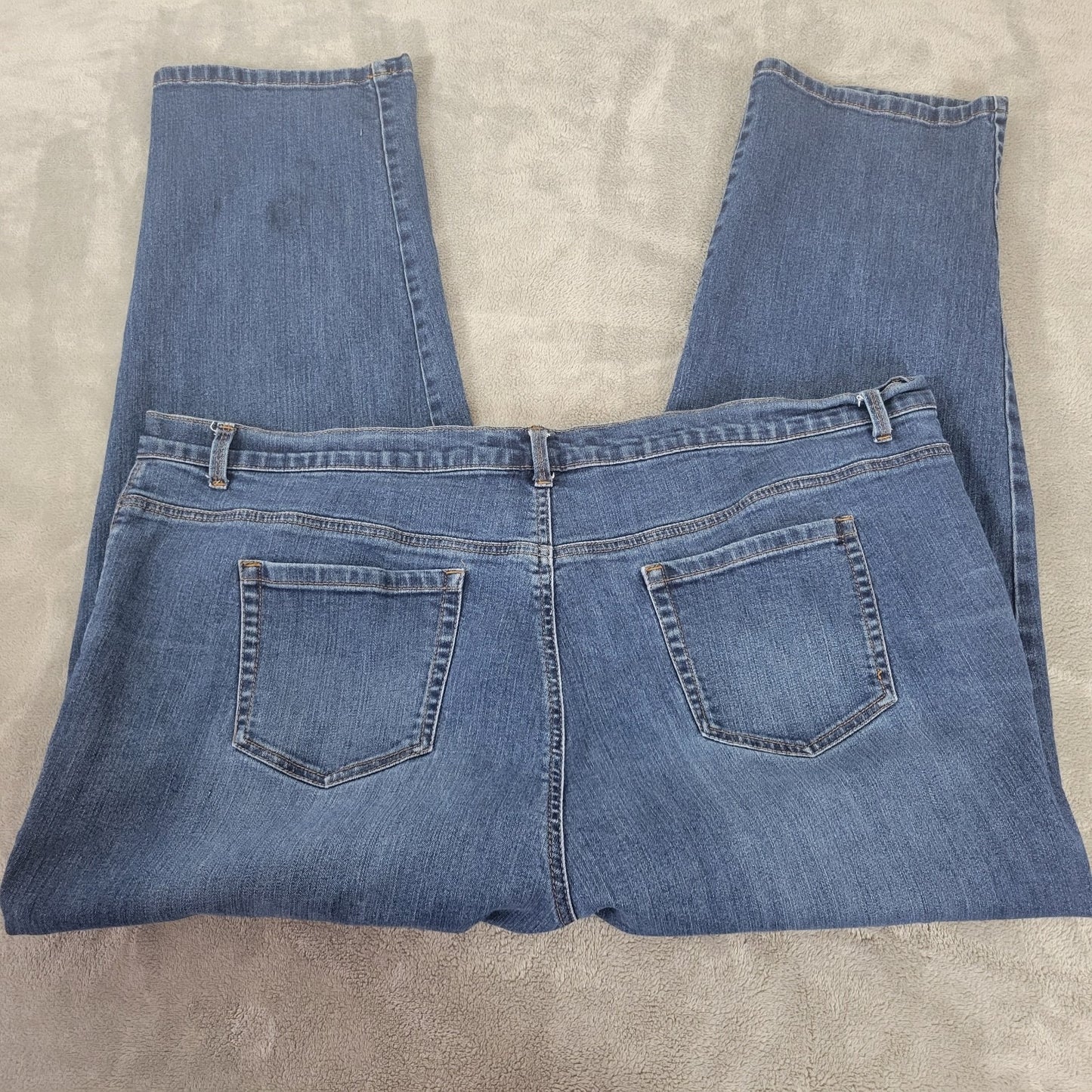 Gloria Vanderbilt Amanda Womens Jeans 24W Plus Straight Leg Dark Blue Denim Zip