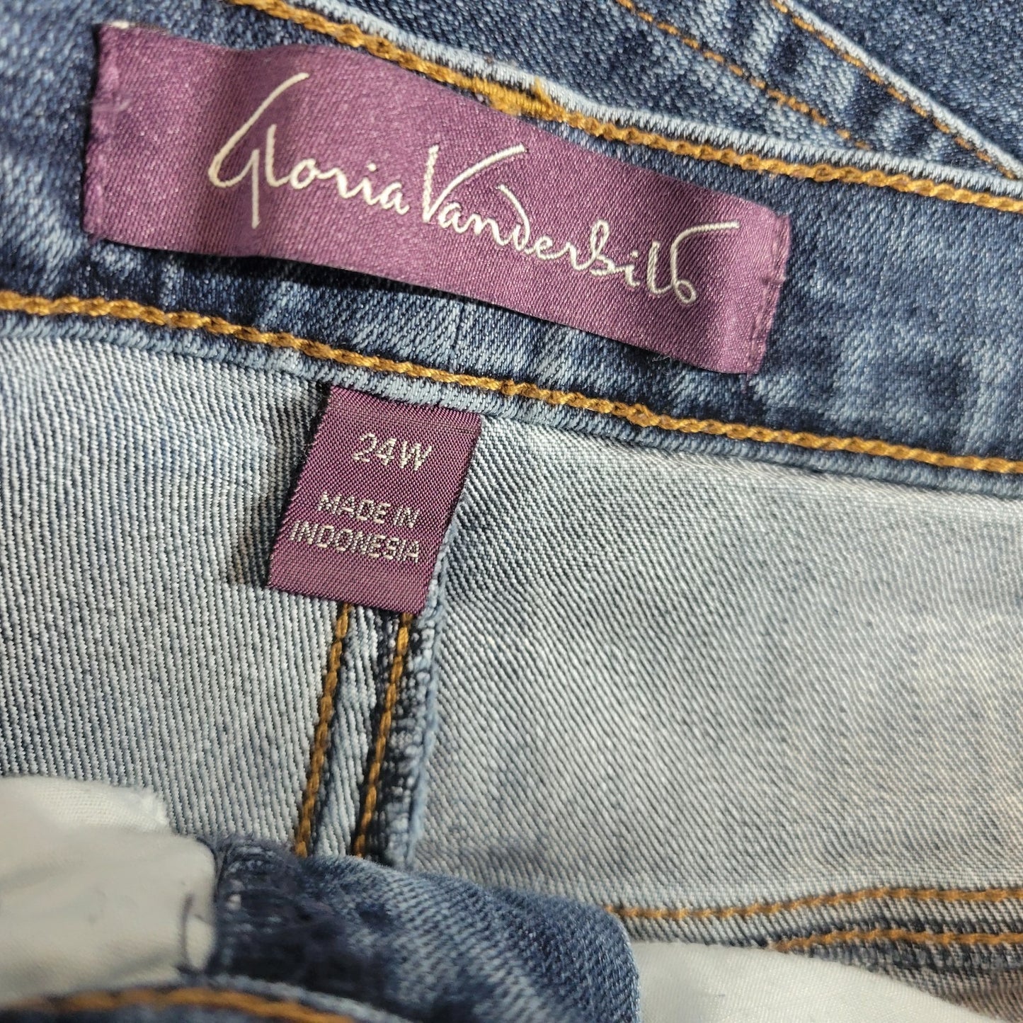 Gloria Vanderbilt Amanda Womens Jeans 24W Plus Straight Leg Dark Blue Denim Zip