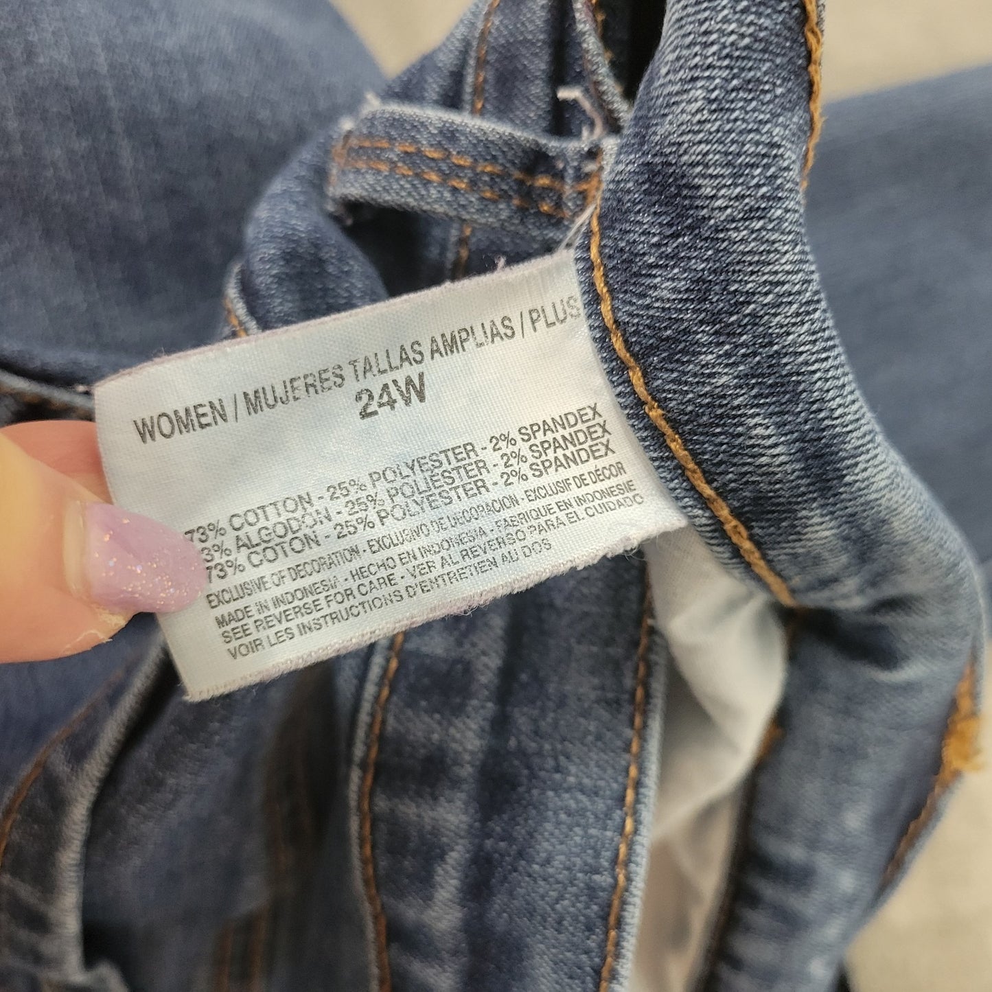 Gloria Vanderbilt Amanda Womens Jeans 24W Plus Straight Leg Dark Blue Denim Zip