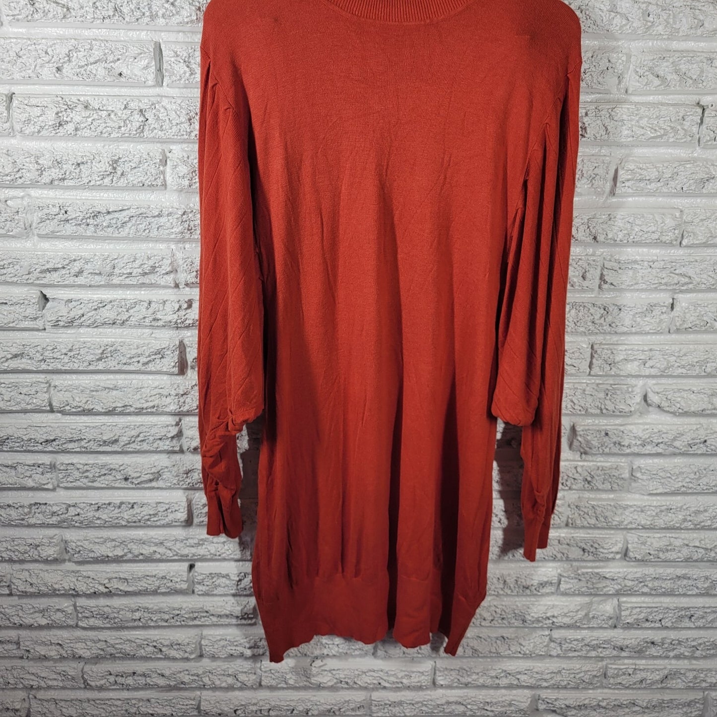 Ashley Stewart Women Dress 22 24 Plus Sweater Mini Orange Lightweight Turtleneck