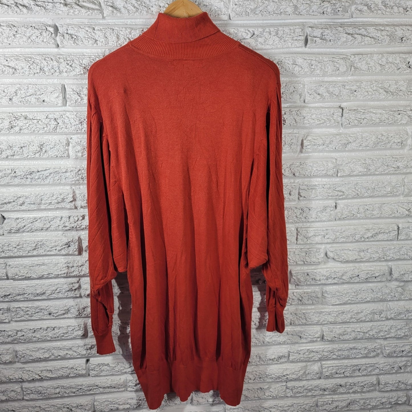 Ashley Stewart Women Dress 22 24 Plus Sweater Mini Orange Lightweight Turtleneck