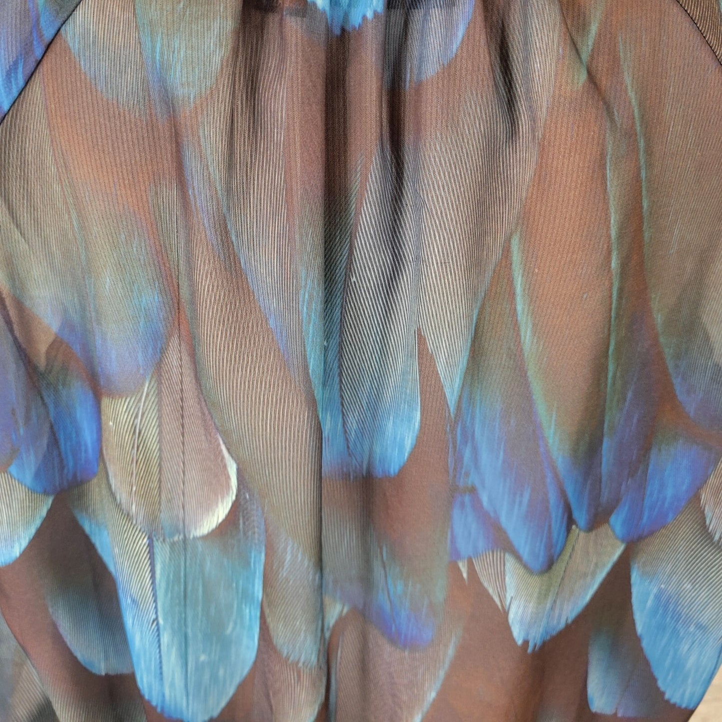 Ana Womens Top PXL Petite Quarter Button Blue Watercolor Lightweight Sheer